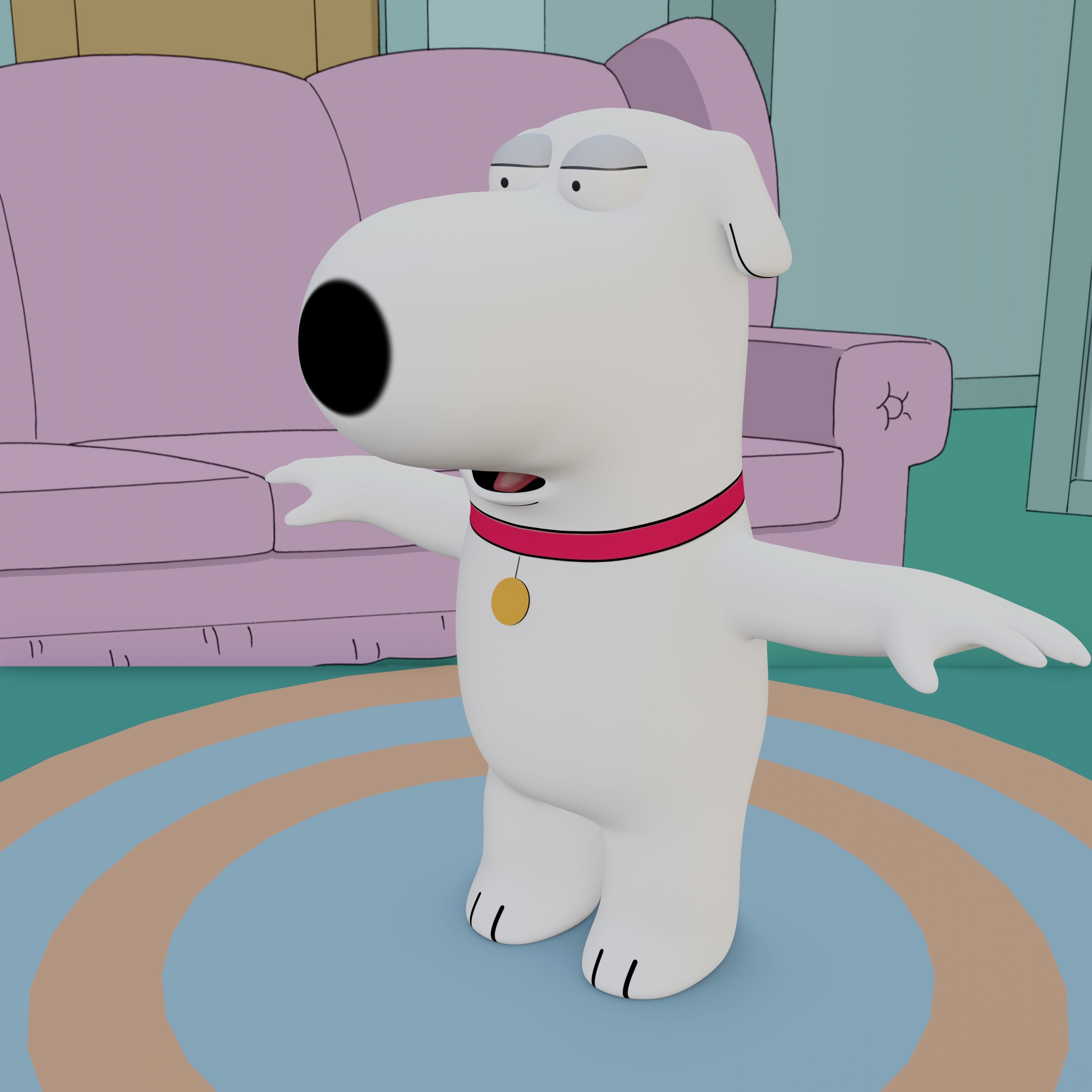 Brian Griffin From Family Guy Rigged Low-poly 3D model_16
