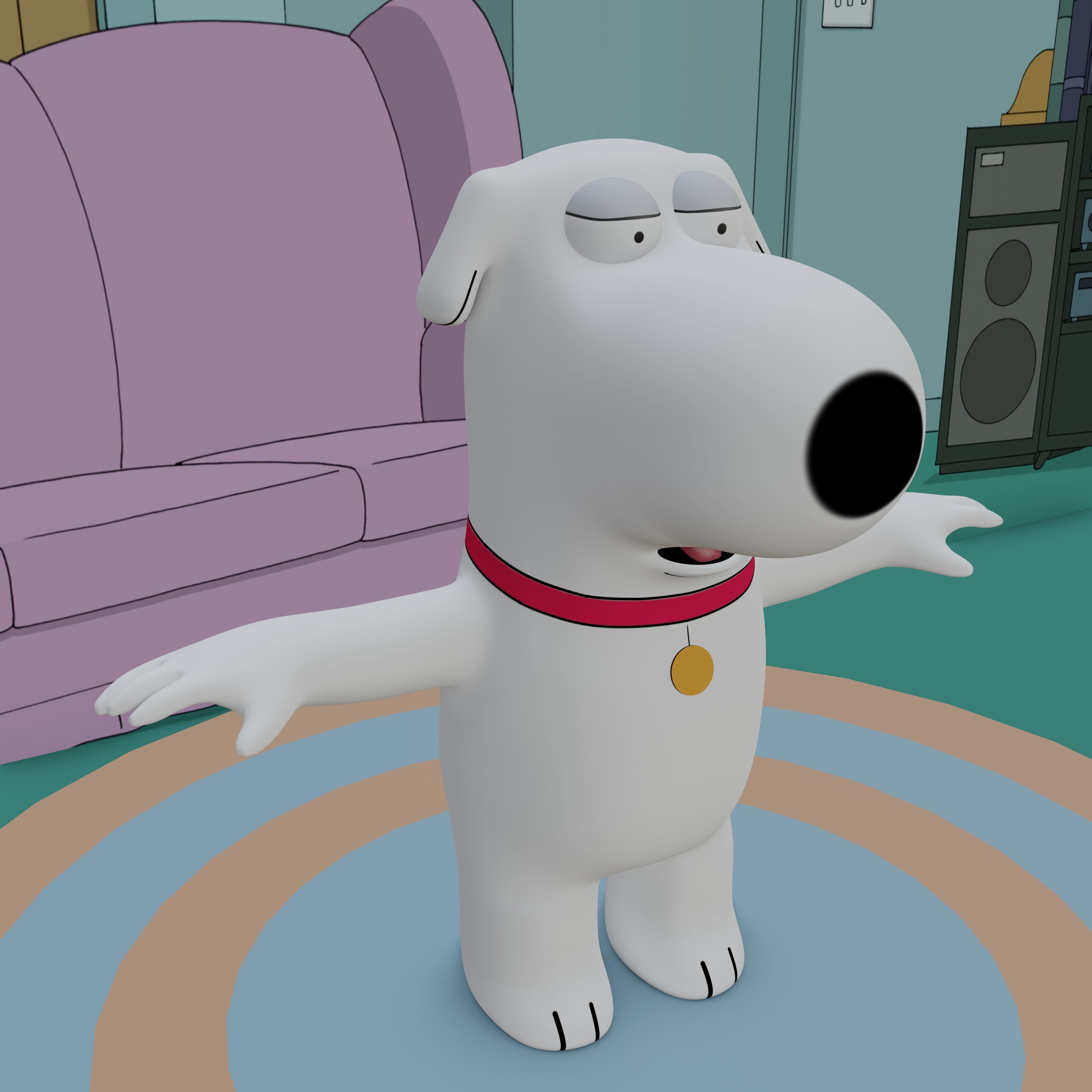 Brian Griffin From Family Guy Rigged Low-poly 3D model_33