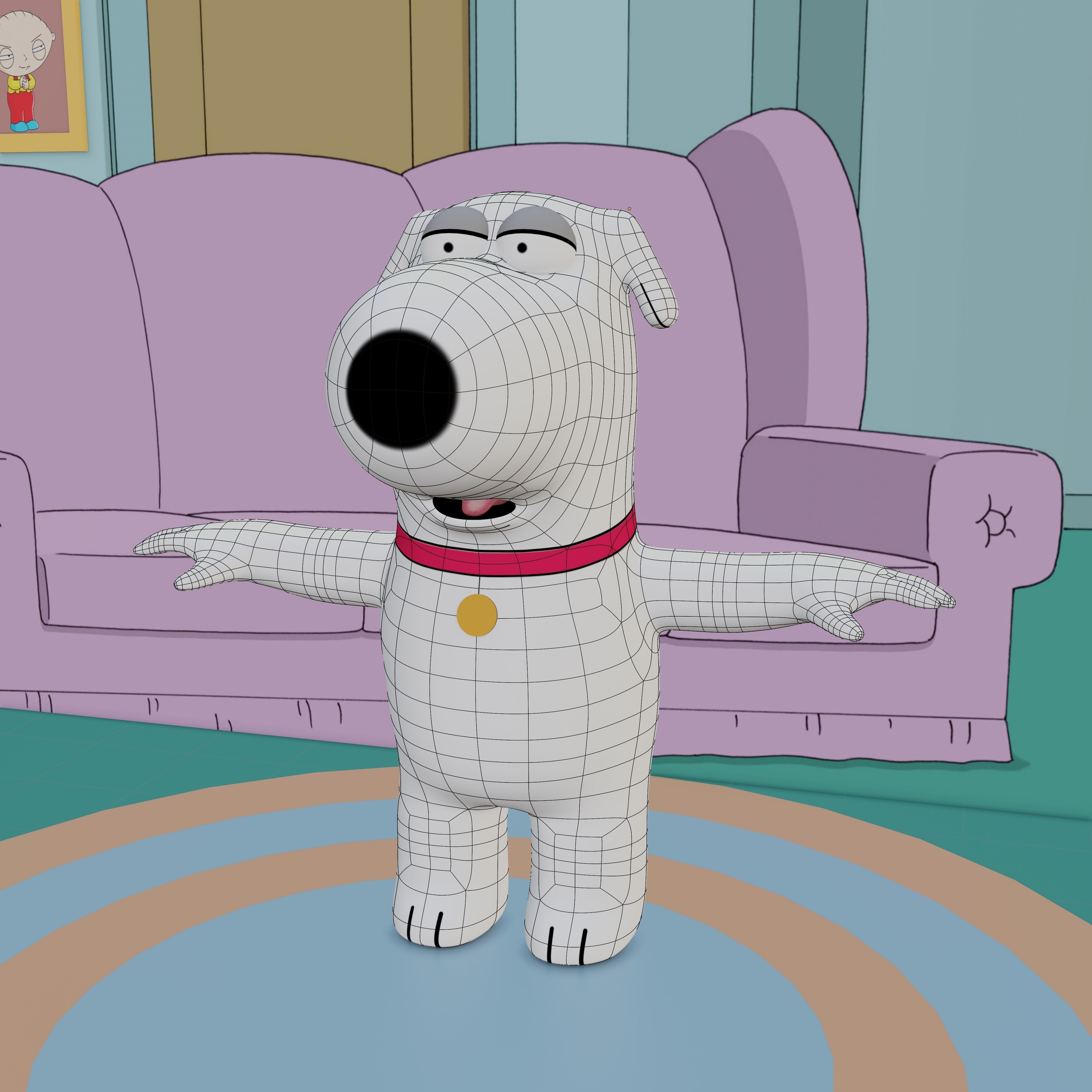 Brian Griffin From Family Guy Rigged Low-poly 3D model_2