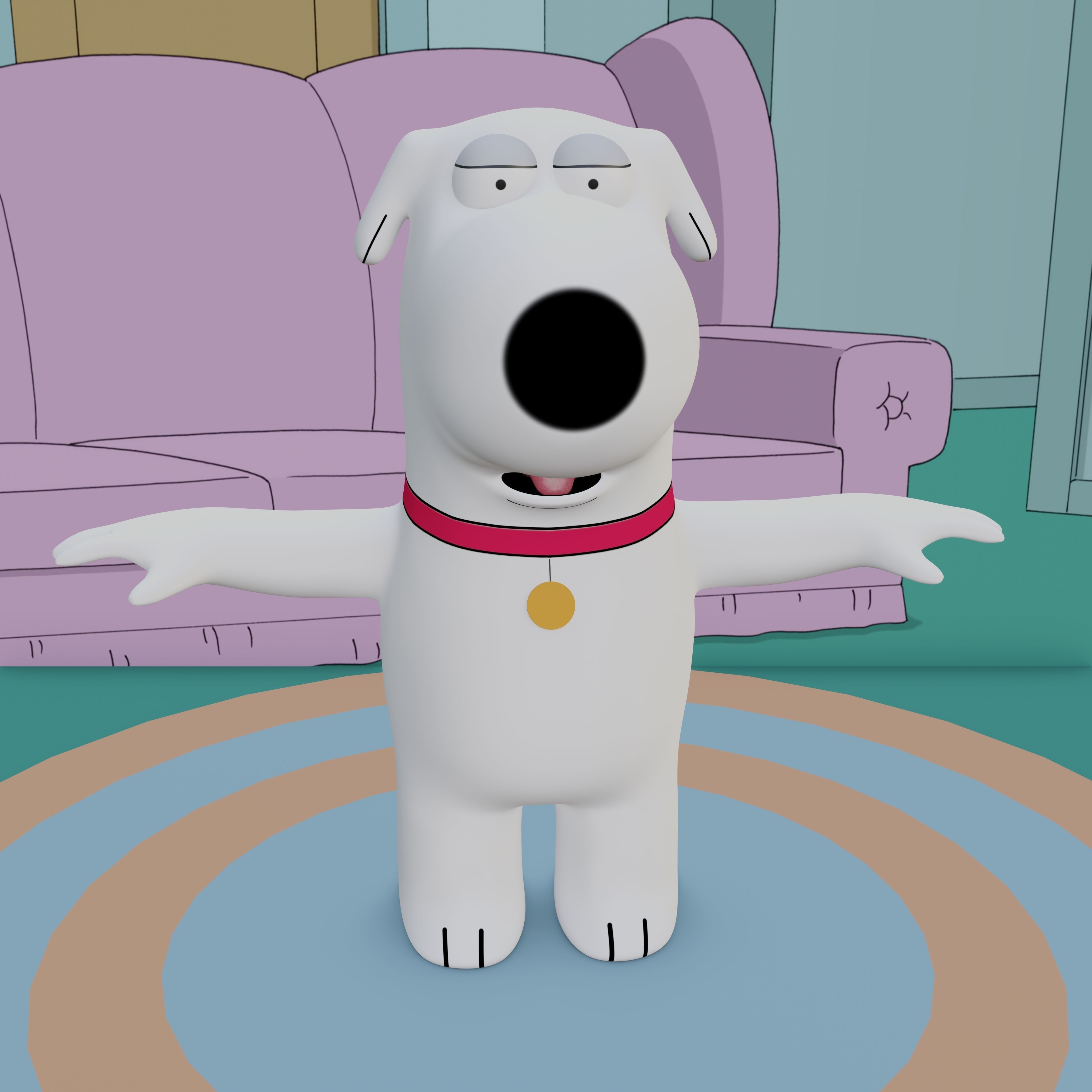 Brian Griffin From Family Guy Rigged Low-poly 3D model_38