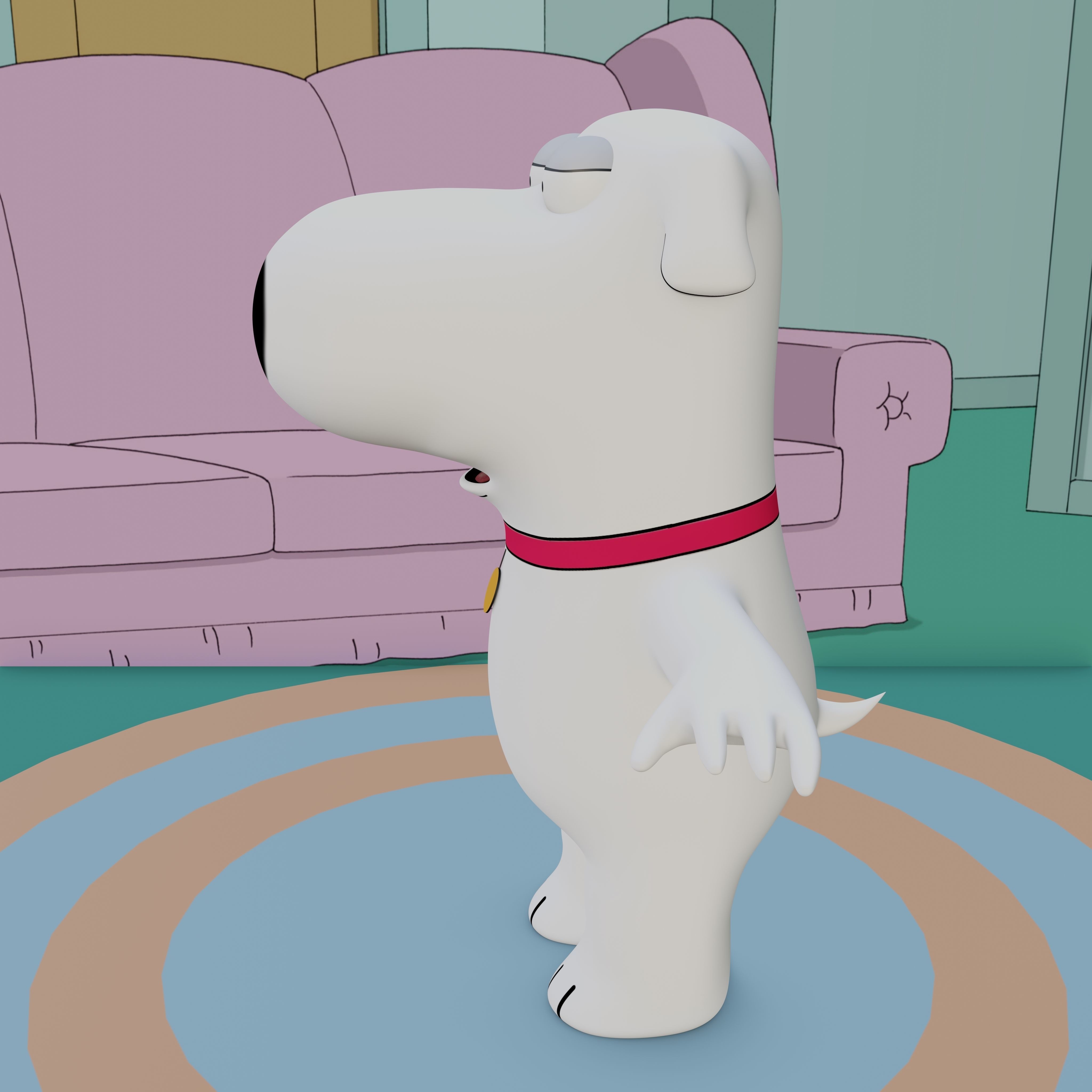Brian Griffin From Family Guy Rigged Low-poly 3D model_19
