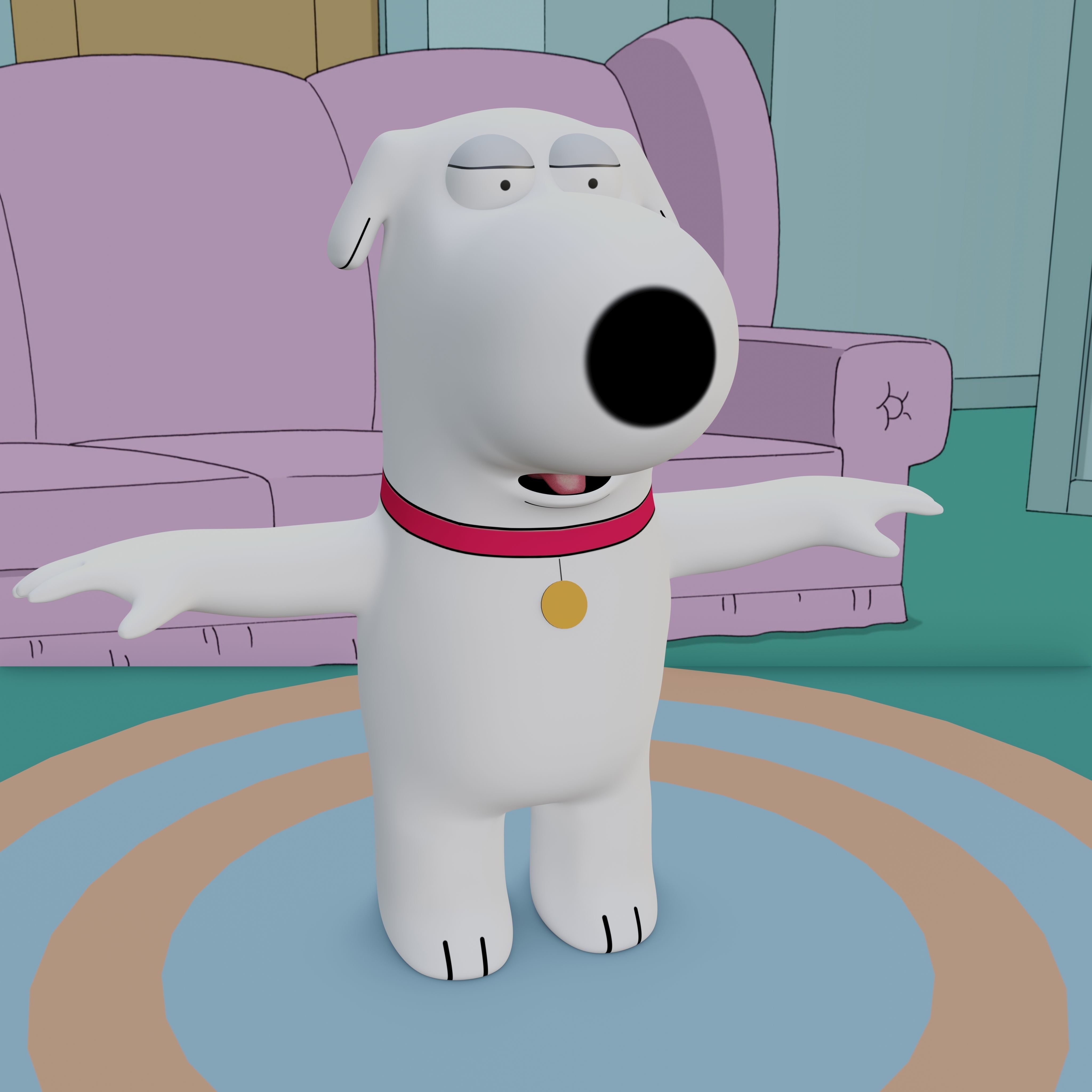 Brian Griffin From Family Guy Rigged Low-poly 3D model_36