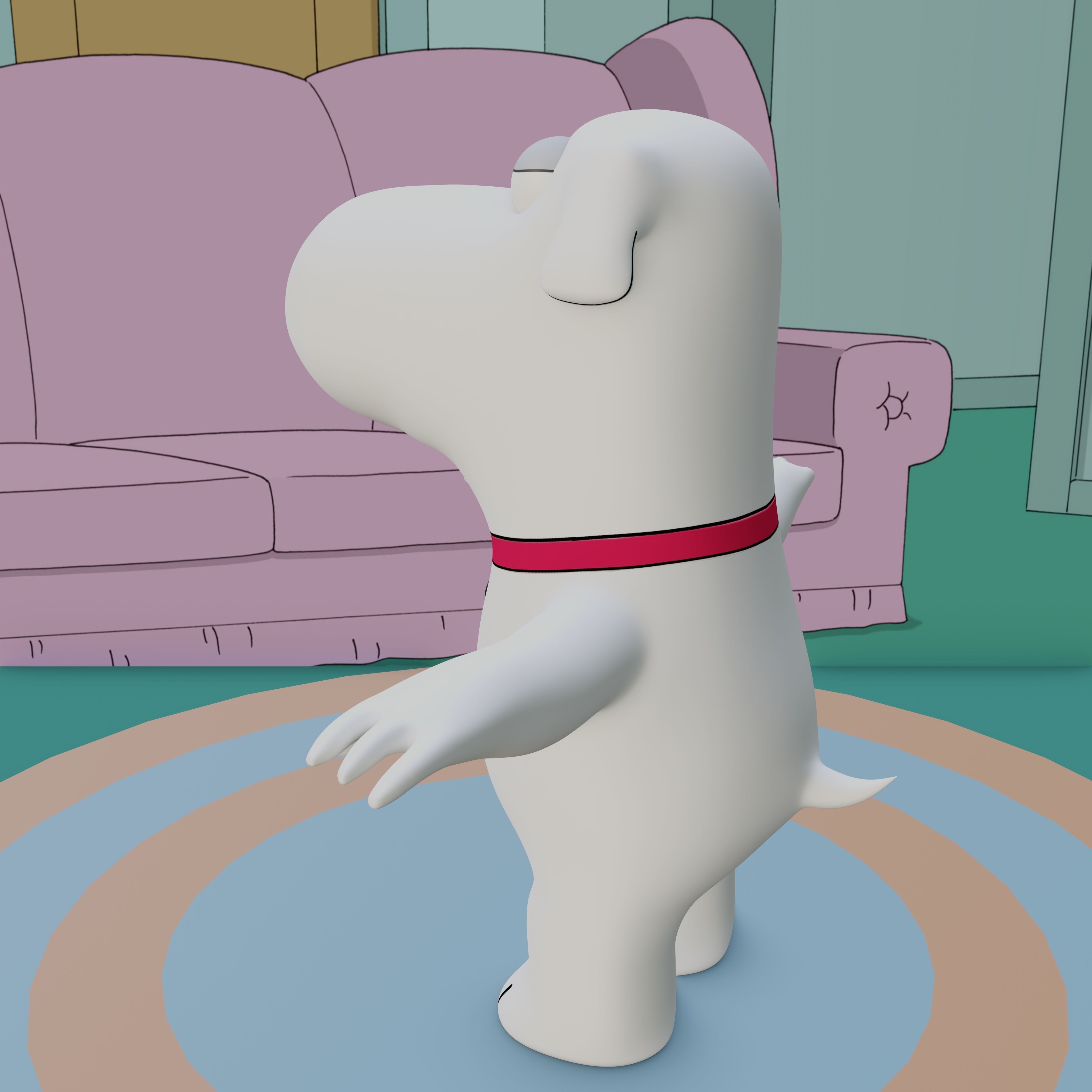 Brian Griffin From Family Guy Rigged Low-poly 3D model_21