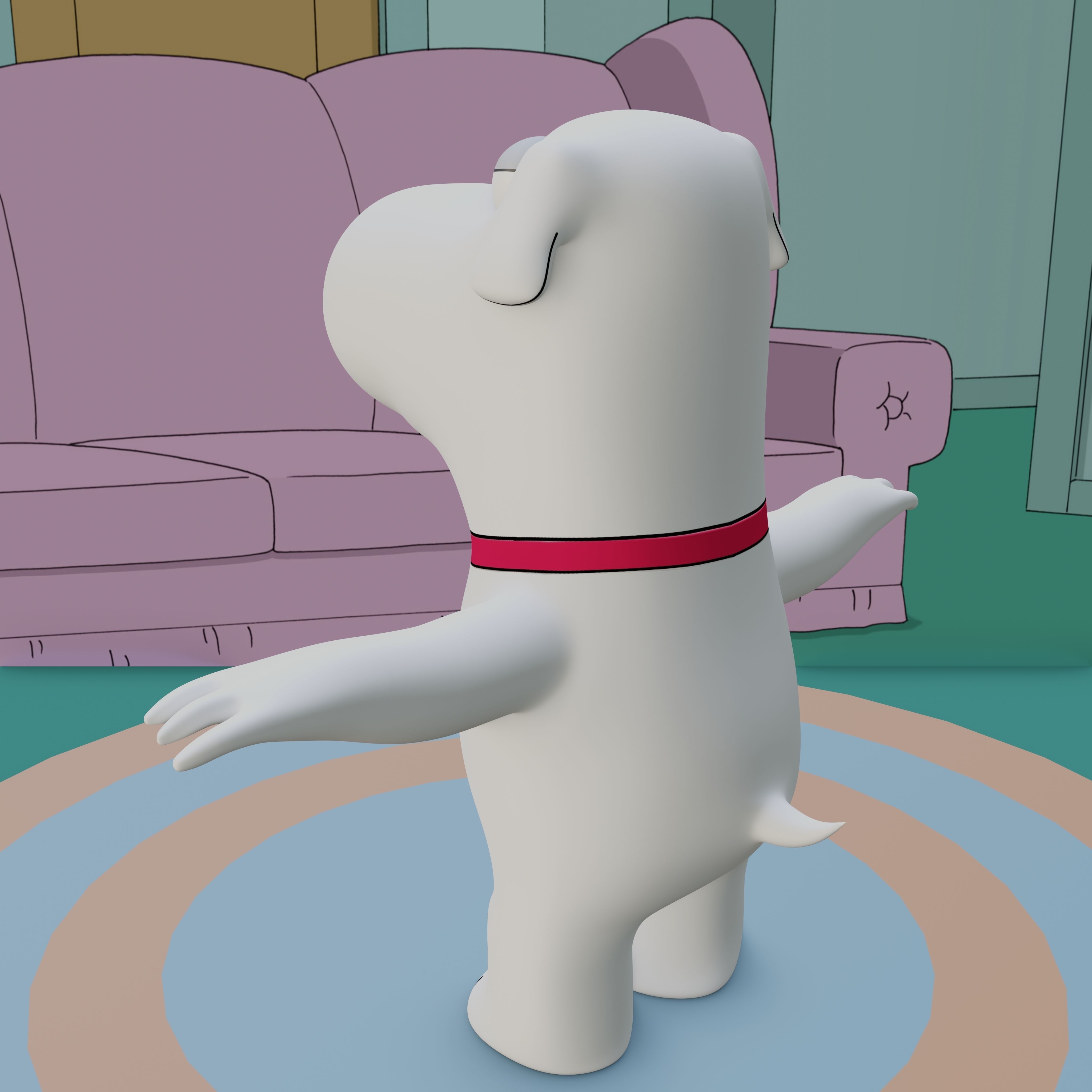 Brian Griffin From Family Guy Rigged Low-poly 3D model_22