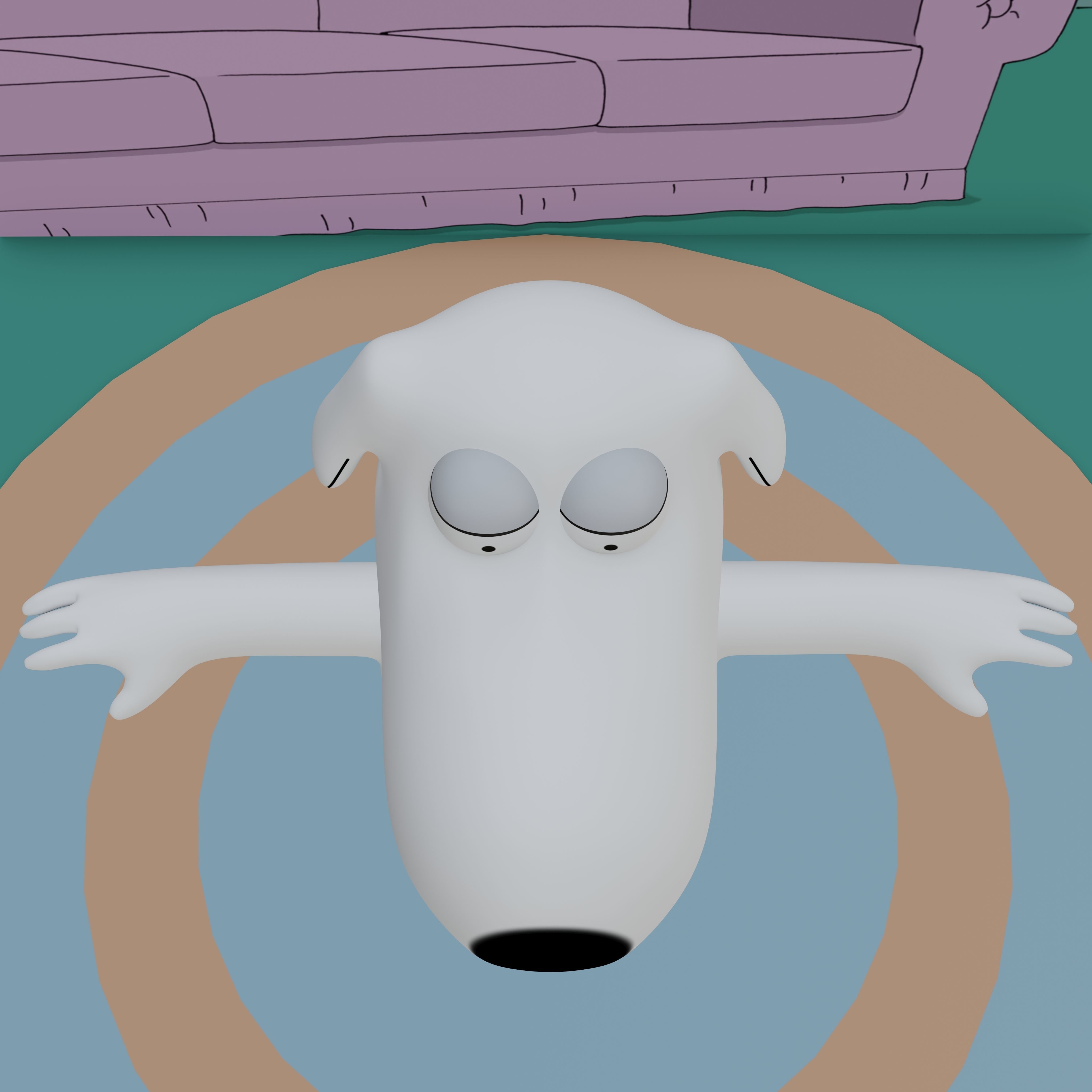 Brian Griffin From Family Guy Rigged Low-poly 3D model_7