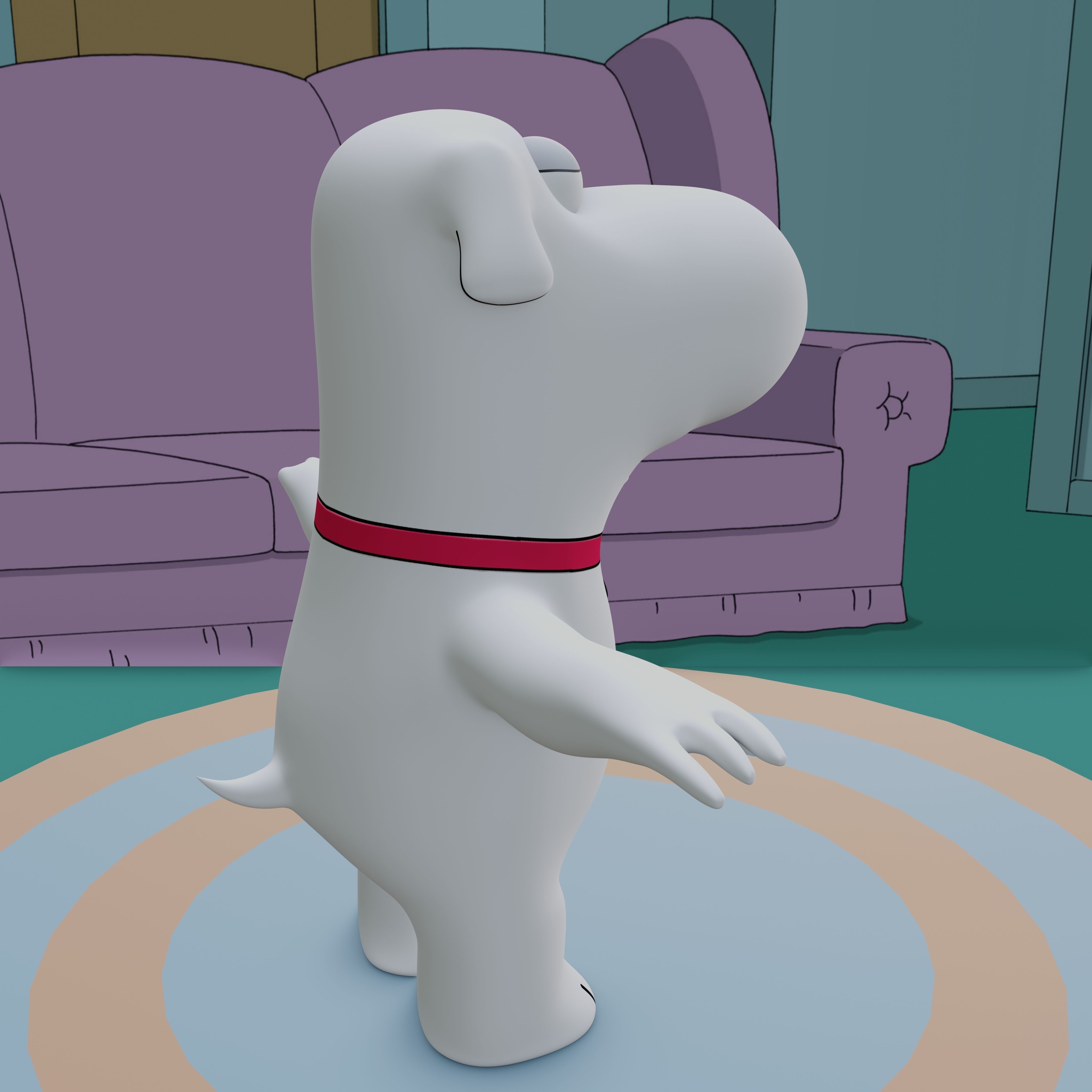 Brian Griffin From Family Guy Rigged Low-poly 3D model_28