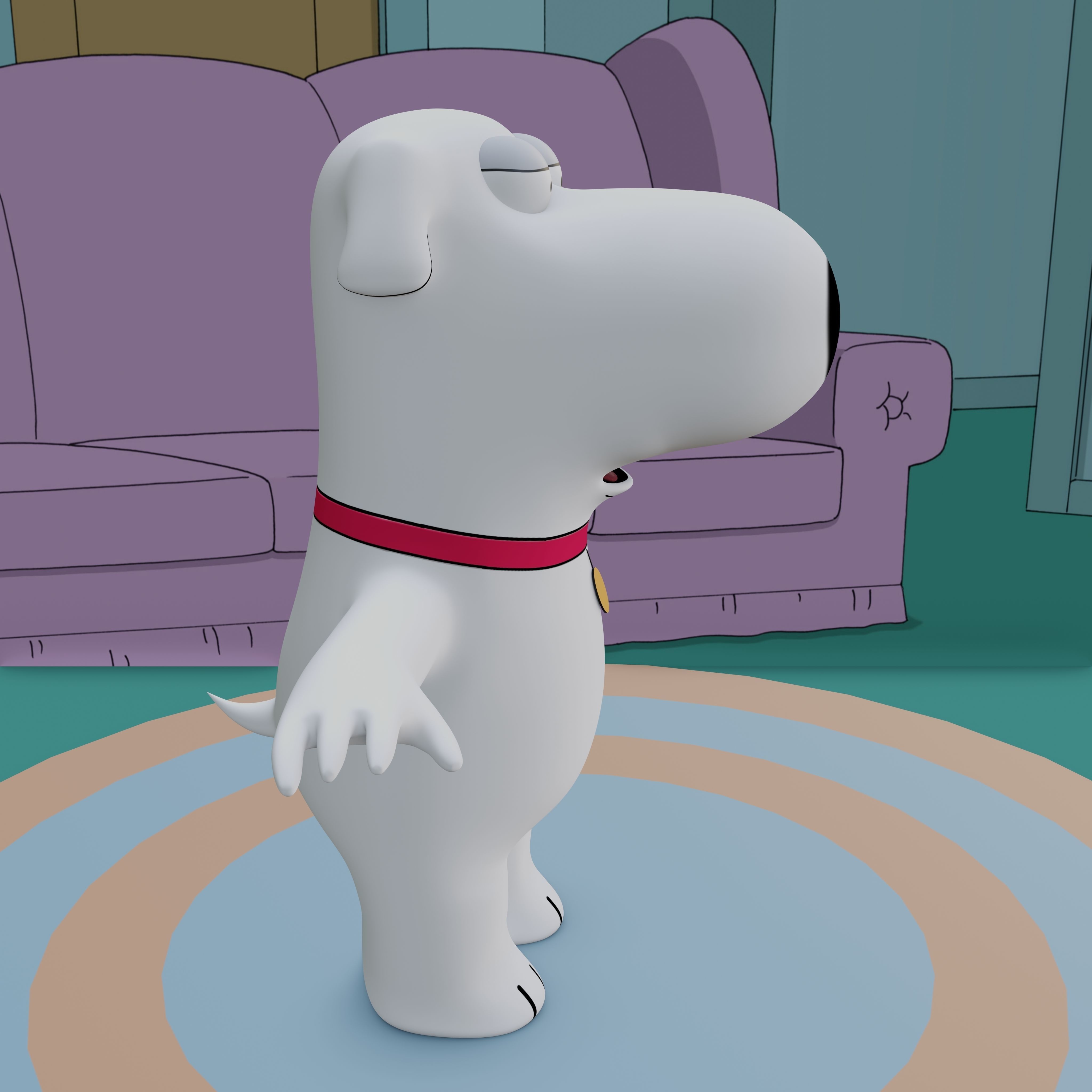 Brian Griffin From Family Guy Rigged Low-poly 3D model_30