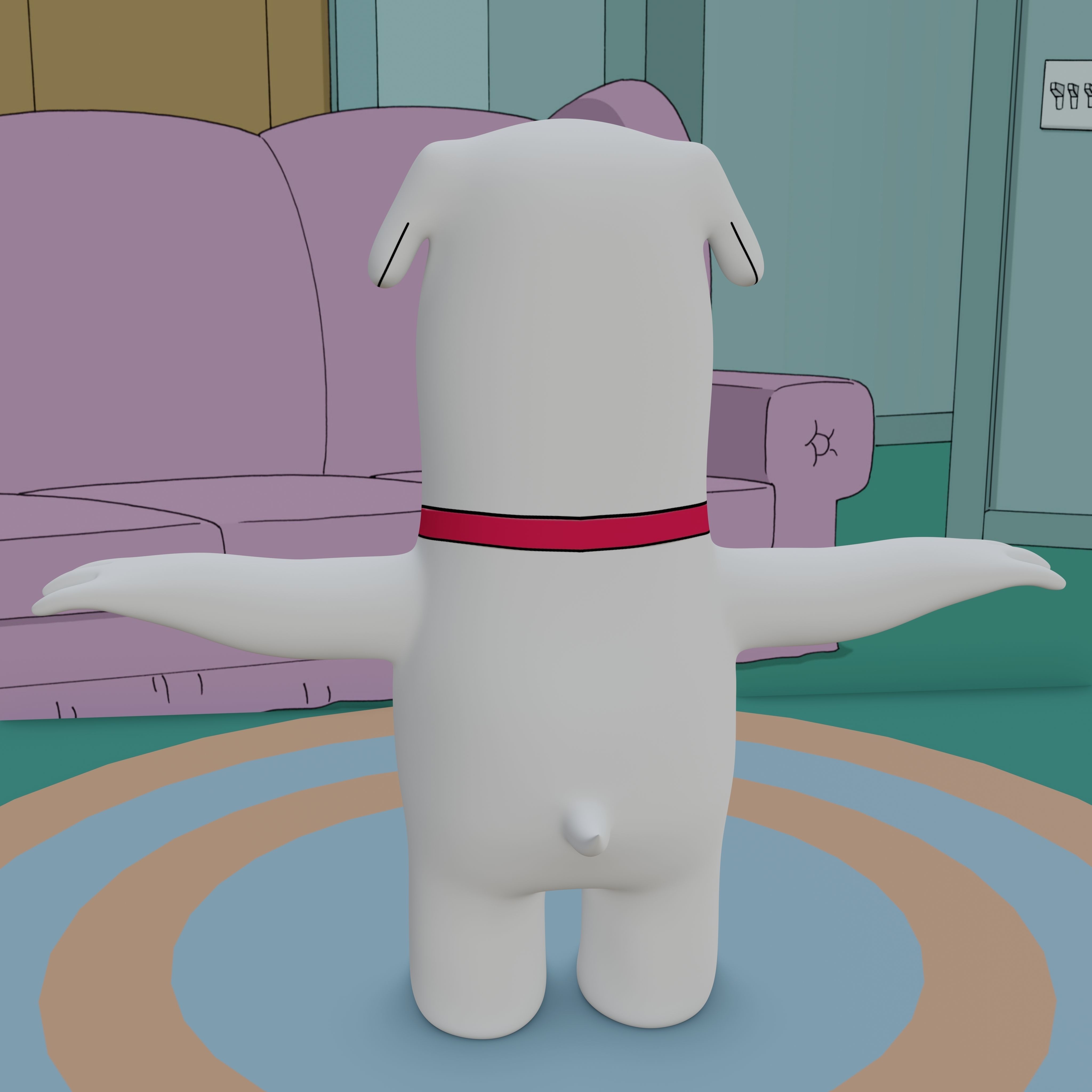 Brian Griffin From Family Guy Rigged Low-poly 3D model_8