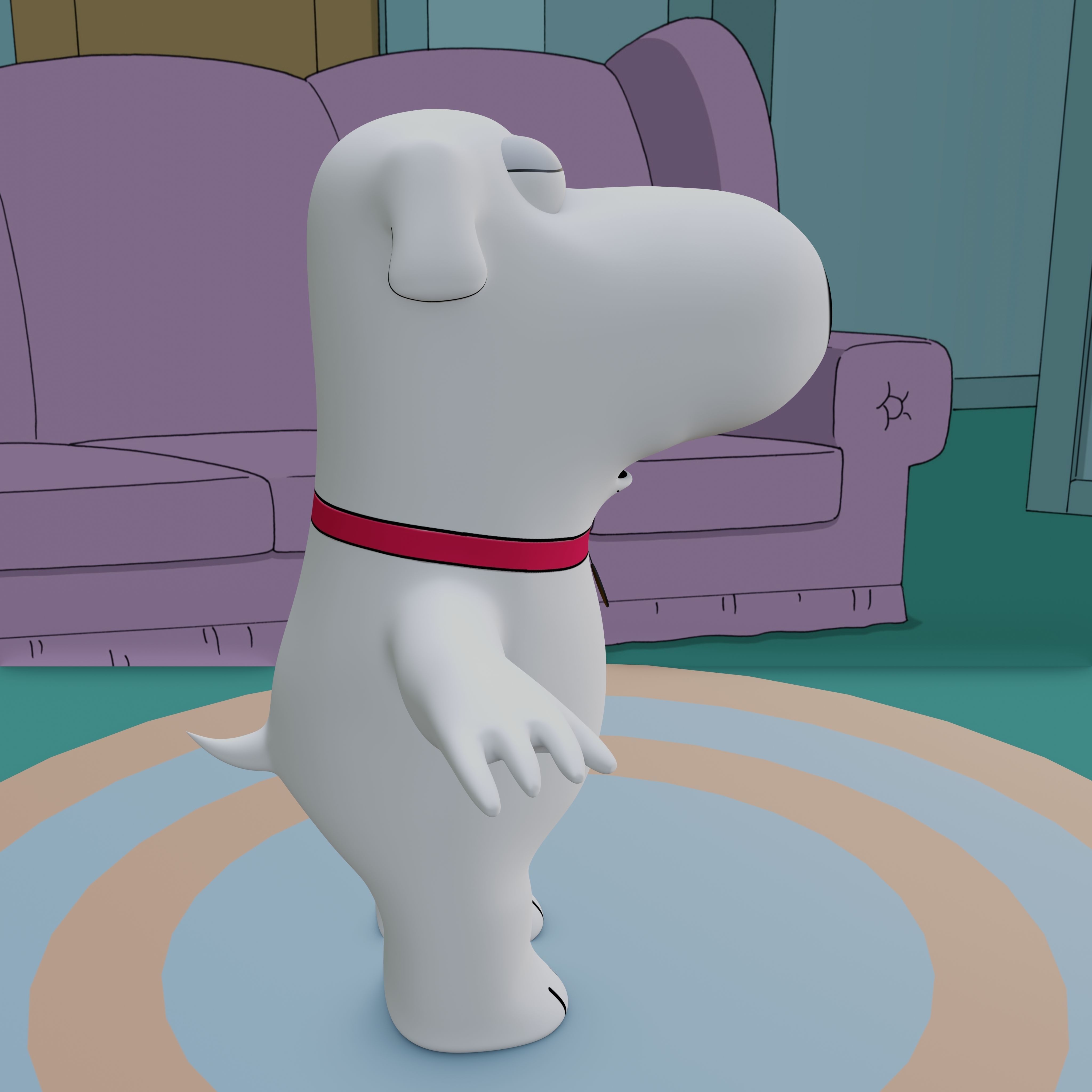 Brian Griffin From Family Guy Rigged Low-poly 3D model_29