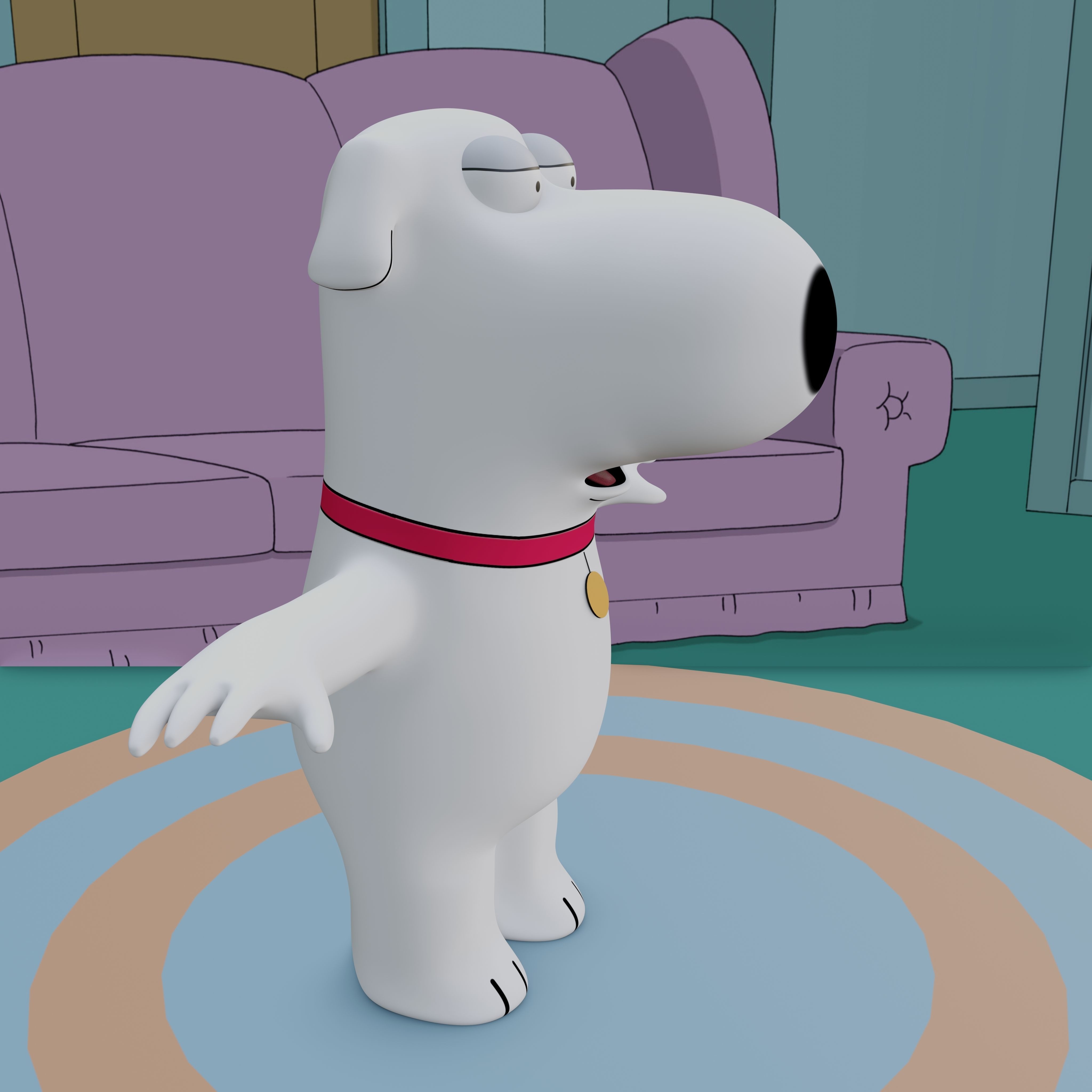 Brian Griffin From Family Guy Rigged Low-poly 3D model_31