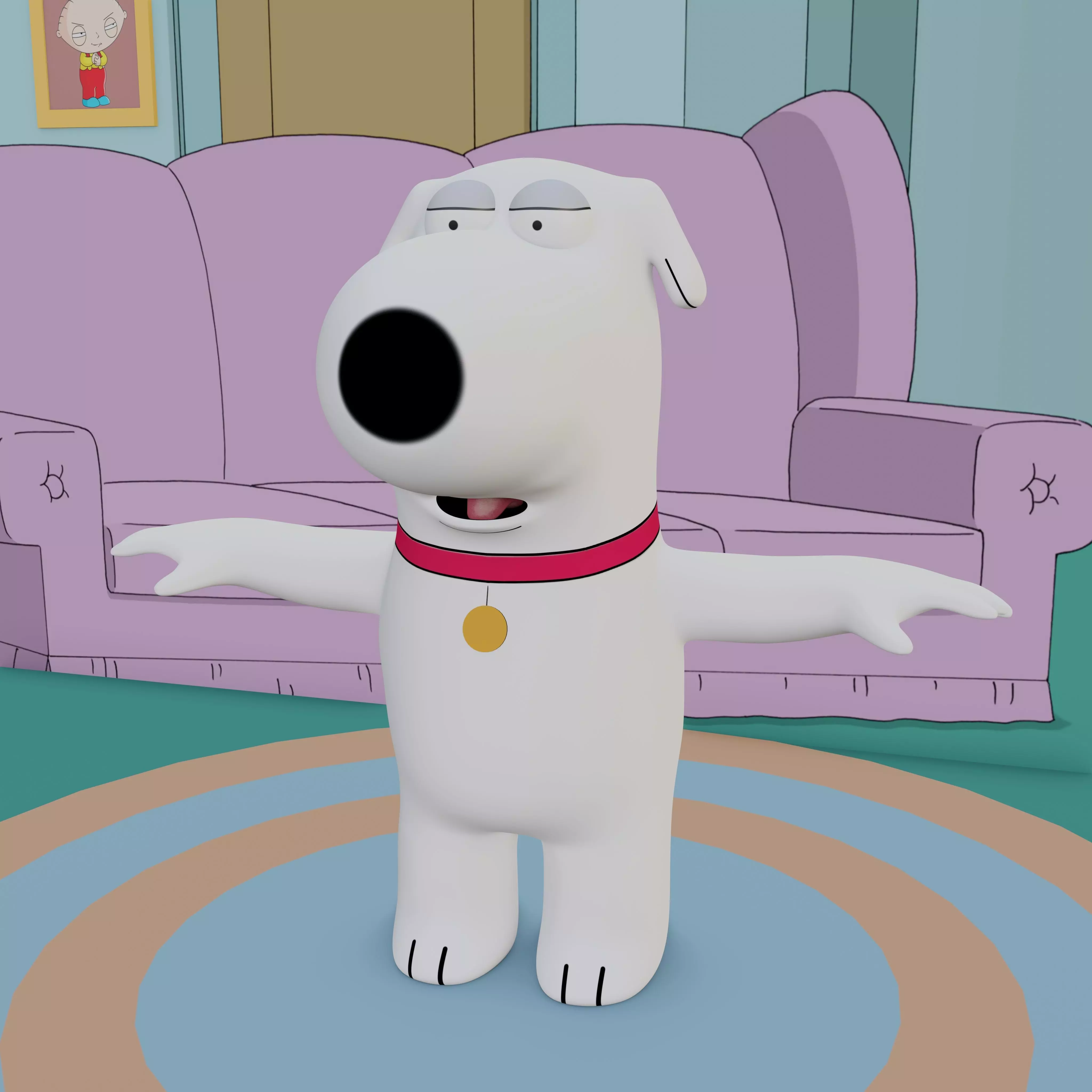 Brian Griffin From Family Guy Rigged Low-poly 3D model_0