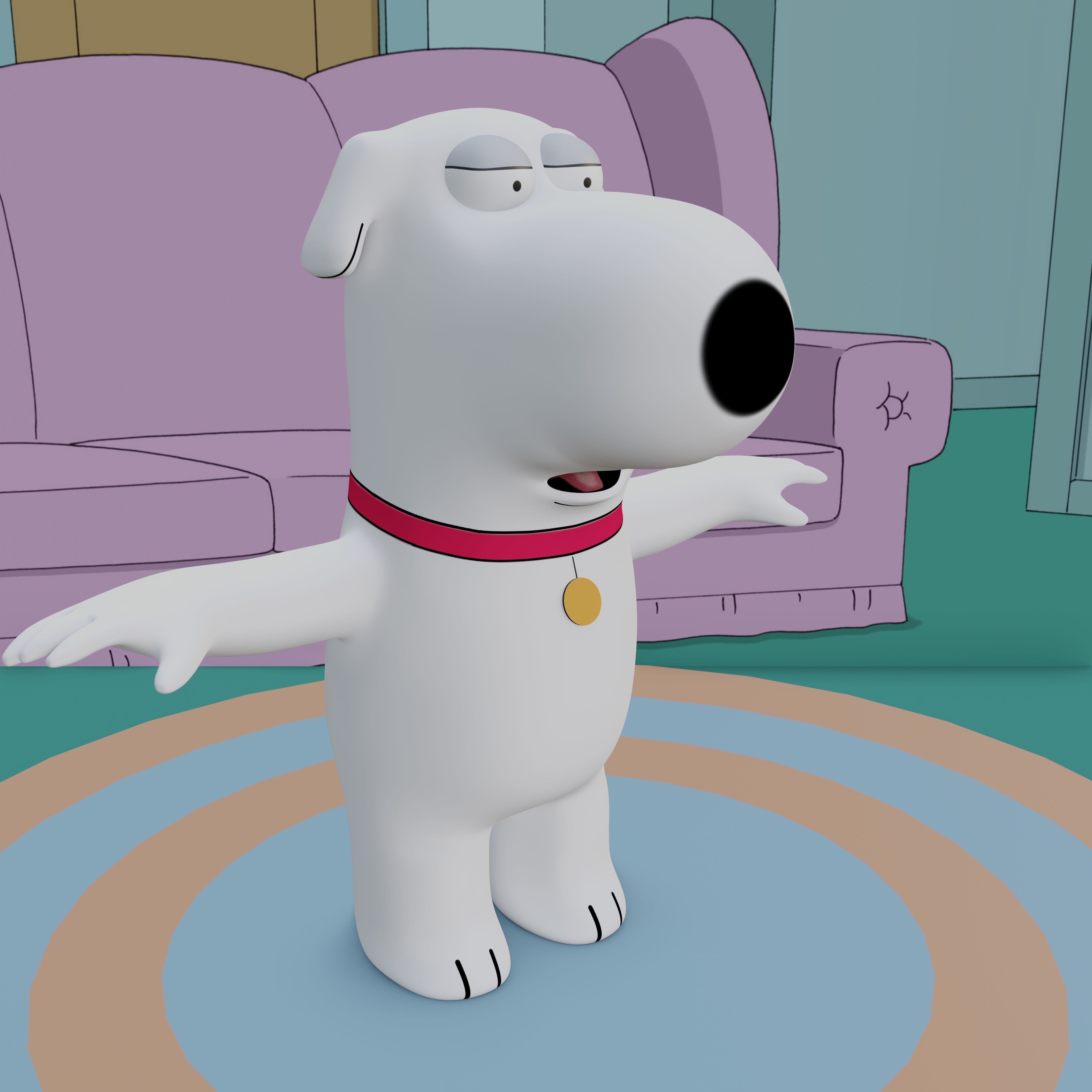 Brian Griffin From Family Guy Rigged Low-poly 3D model_34