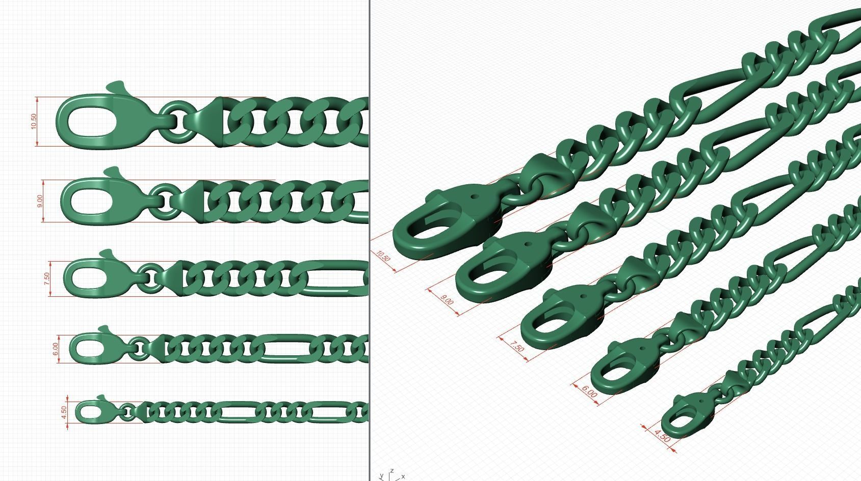 LINK CHAIN BRACELET 020 3D print model_1