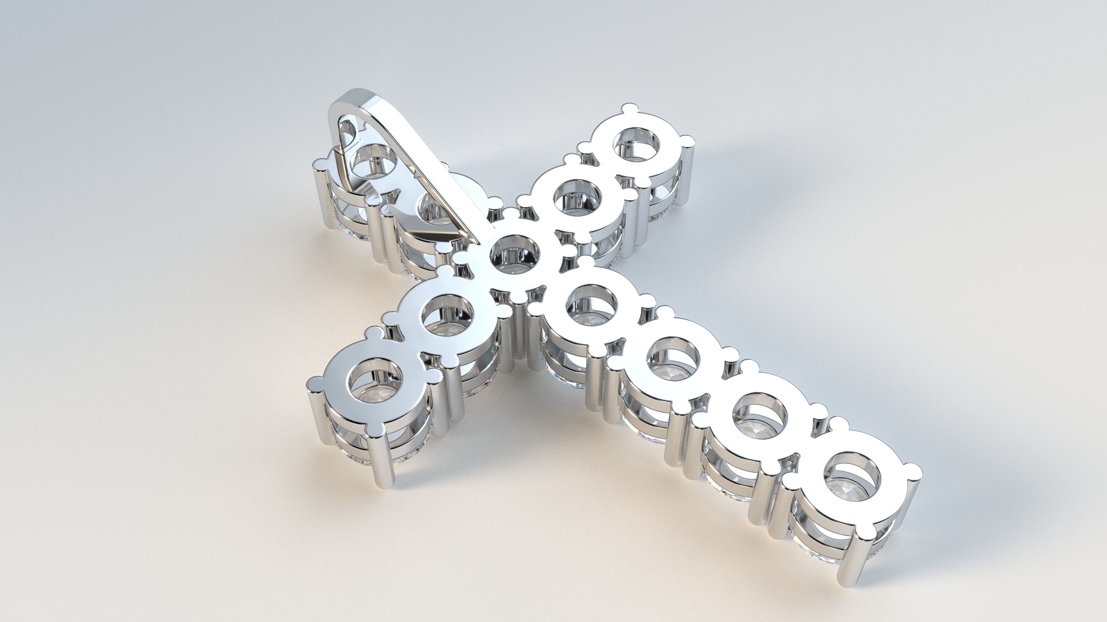 Diamond cross with hidden loop 3D print model_10