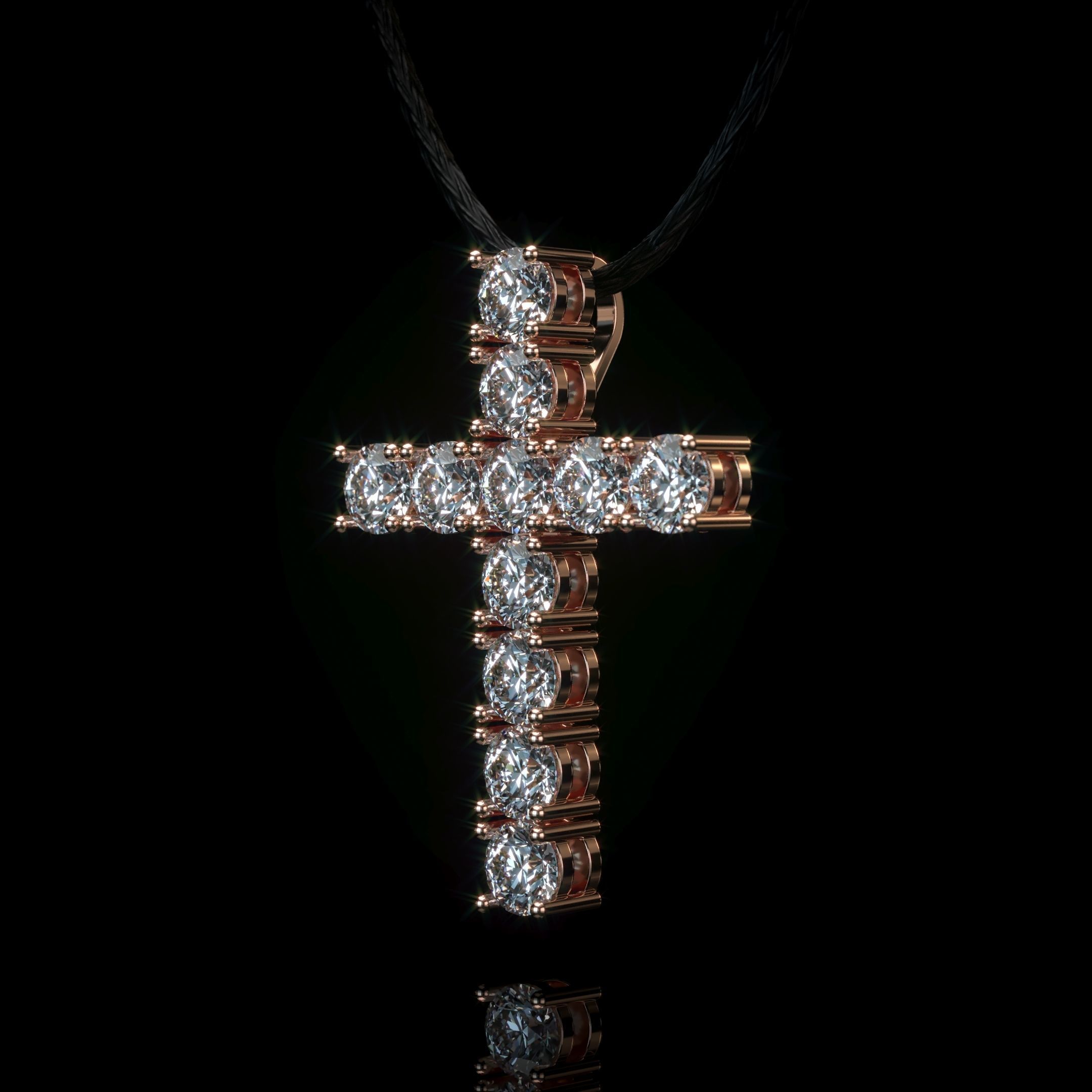 Diamond cross with hidden loop 3D print model_2