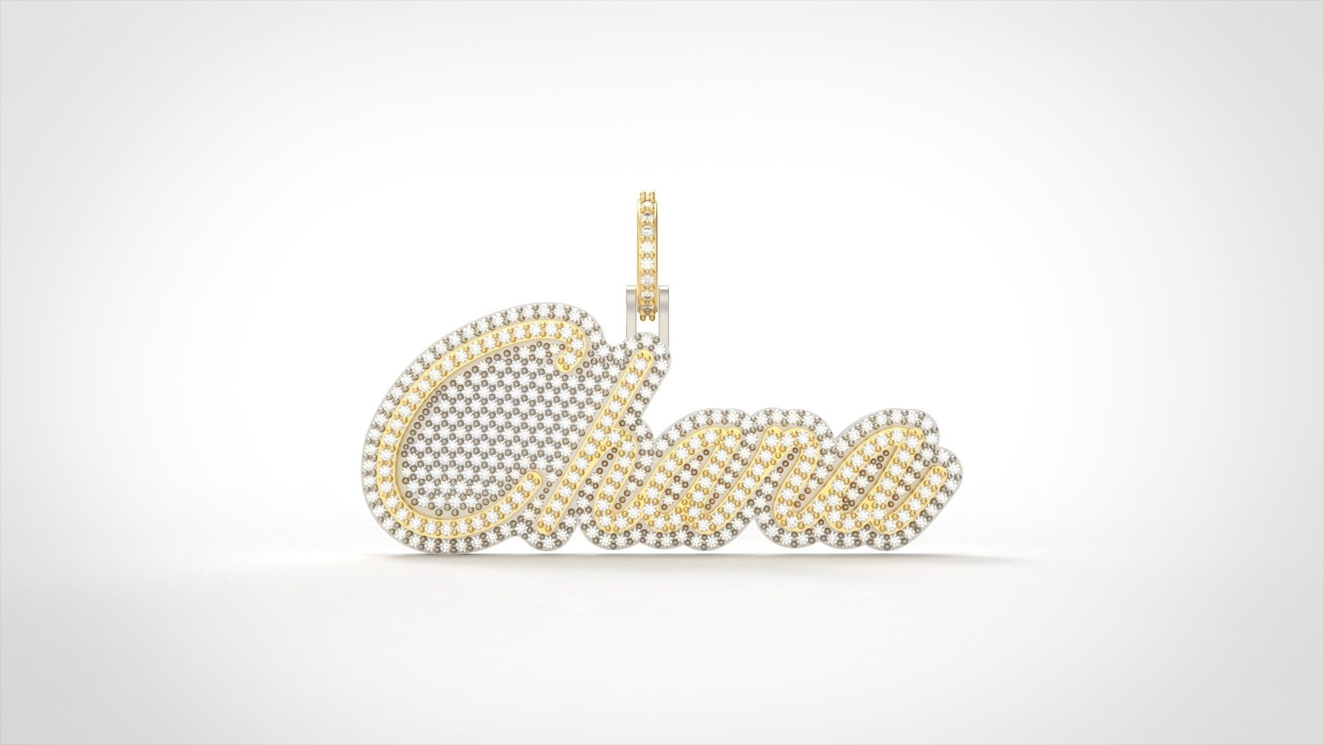 Model 507  Name Digit Necklace Chana Diamond Name Plate 3D print model_2