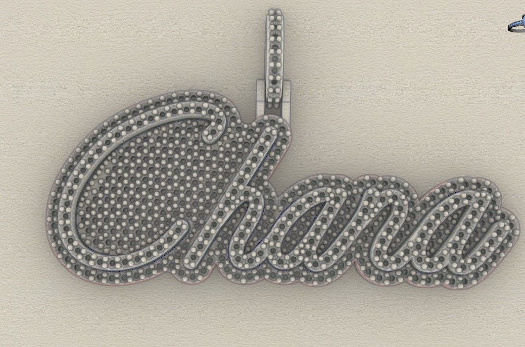Model 507  Name Digit Necklace Chana Diamond Name Plate 3D print model_5
