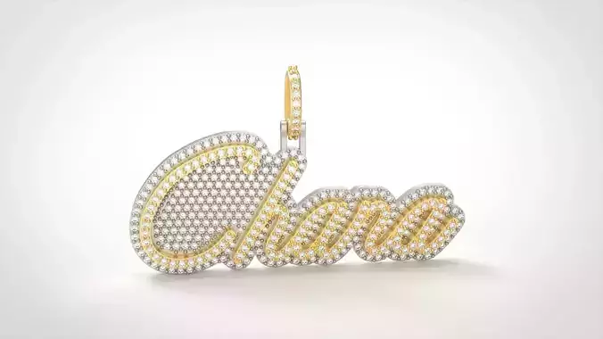 Model 507  Name Digit Necklace Chana Diamond Name Plate