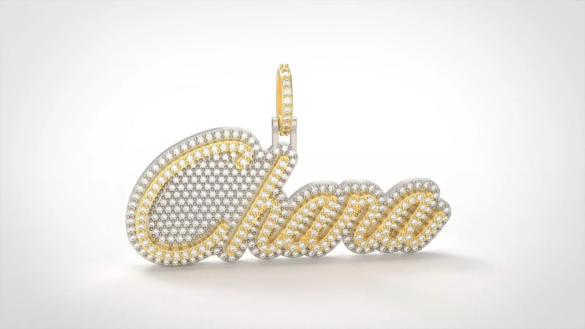 Model 507  Name Digit Necklace Chana Diamond Name Plate 3D print model_0