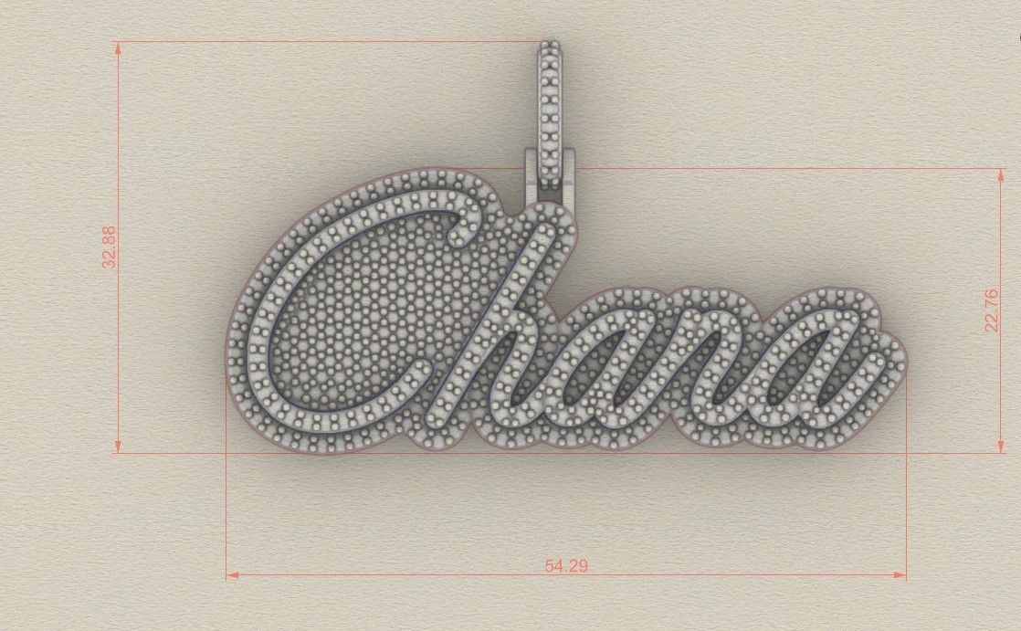 Model 507  Name Digit Necklace Chana Diamond Name Plate 3D print model_9