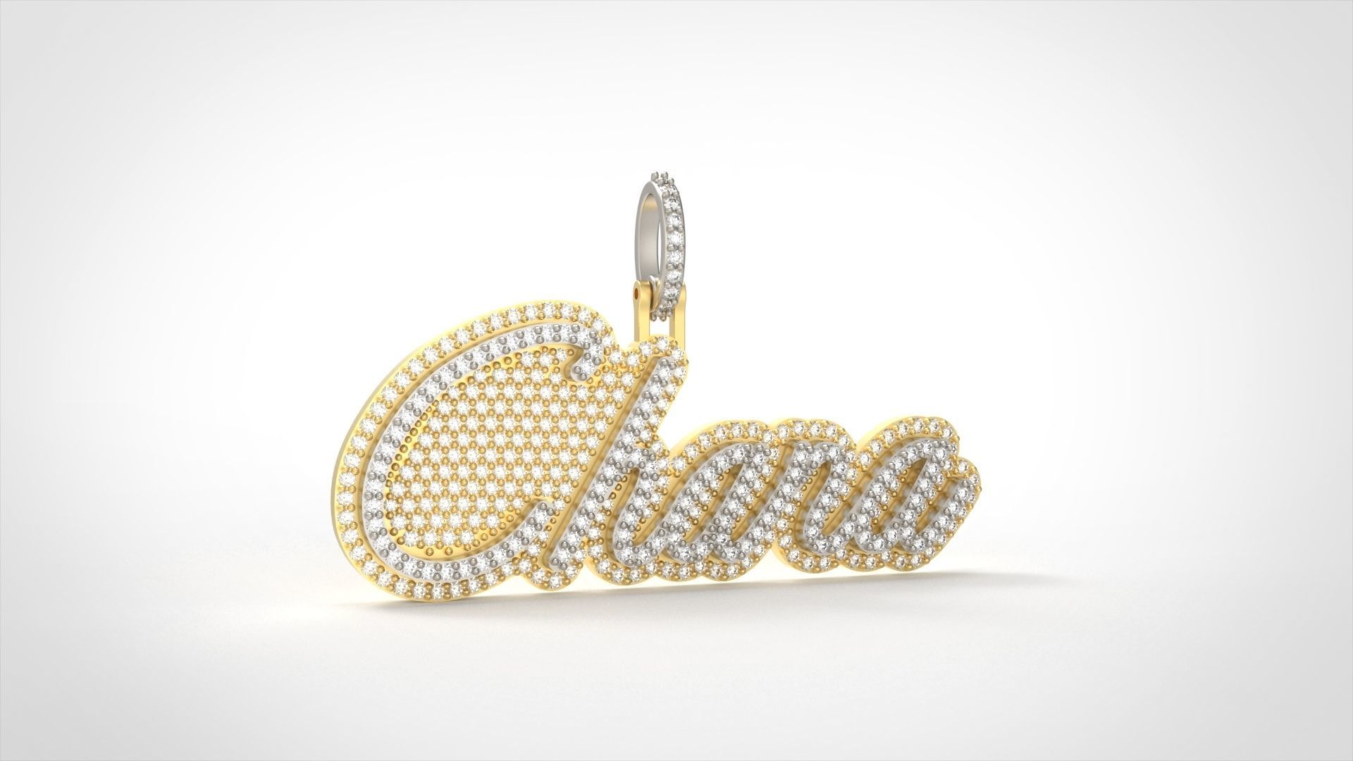 Model 507  Name Digit Necklace Chana Diamond Name Plate 3D print model_1