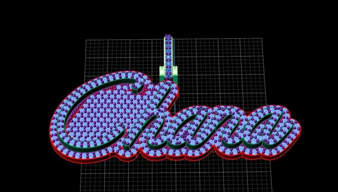 Model 507  Name Digit Necklace Chana Diamond Name Plate 3D print model_16