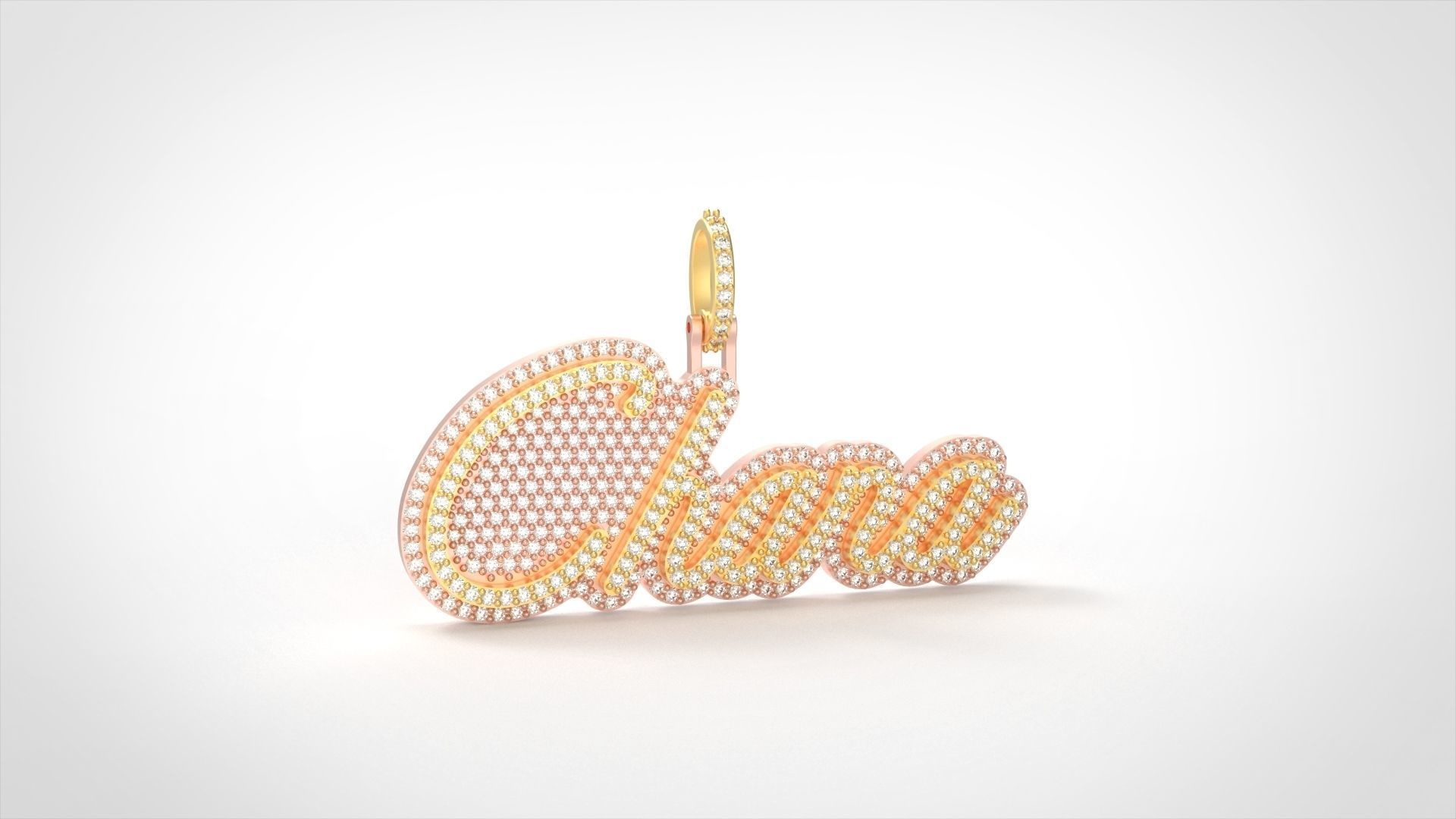 Model 507  Name Digit Necklace Chana Diamond Name Plate 3D print model_4