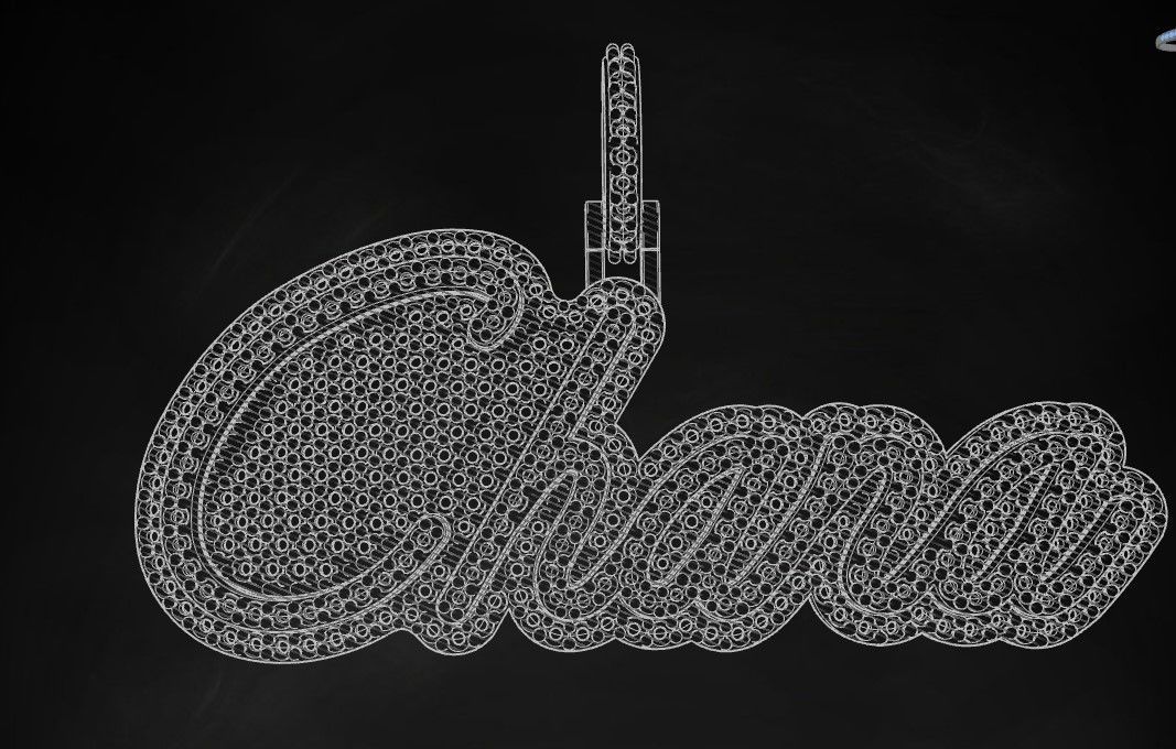 Model 507  Name Digit Necklace Chana Diamond Name Plate 3D print model_11