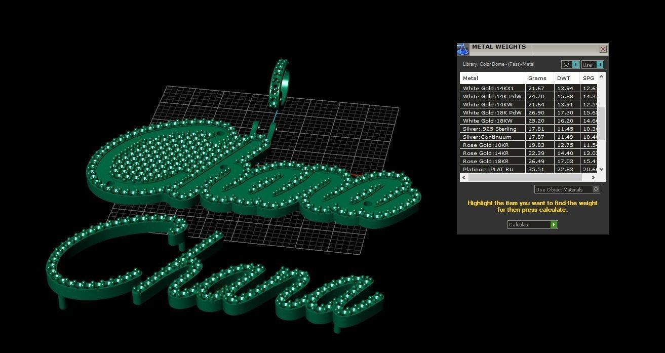 Model 507  Name Digit Necklace Chana Diamond Name Plate 3D print model_13