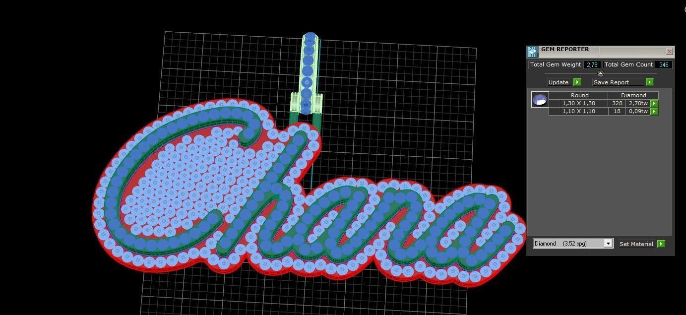 Model 507  Name Digit Necklace Chana Diamond Name Plate 3D print model_14