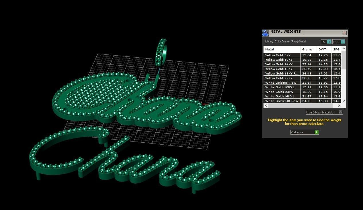 Model 507  Name Digit Necklace Chana Diamond Name Plate 3D print model_12