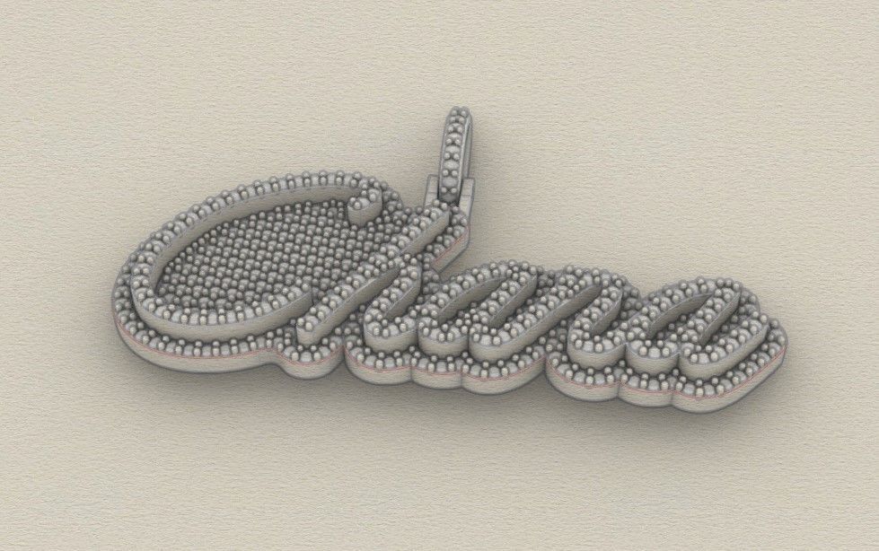 Model 507  Name Digit Necklace Chana Diamond Name Plate 3D print model_8