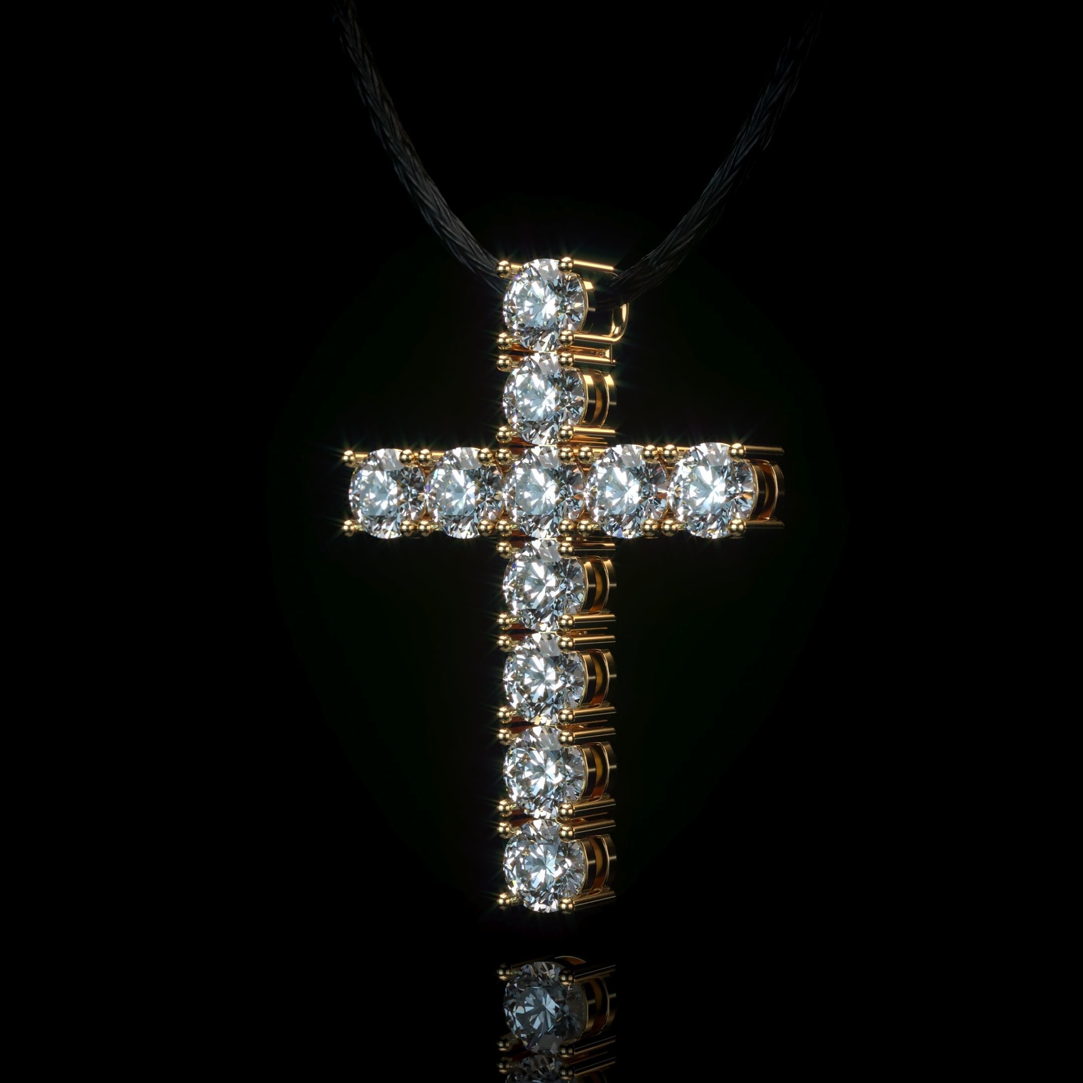 Cross with diamonds 3D print model_4