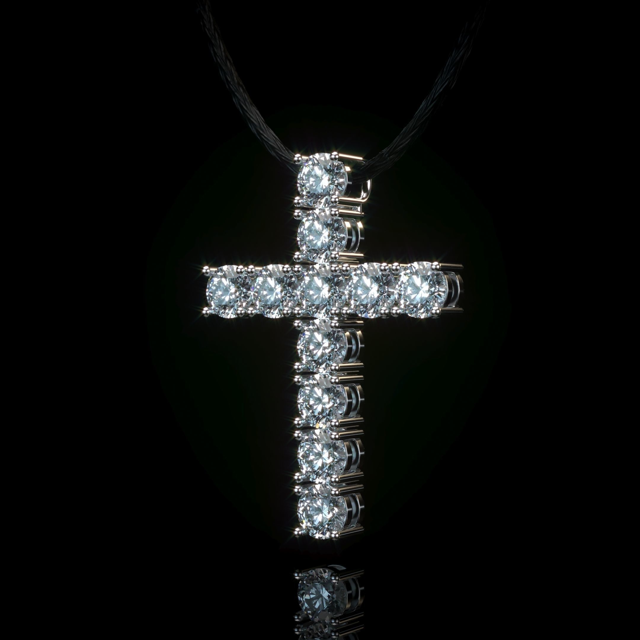 Cross with diamonds 3D print model_2
