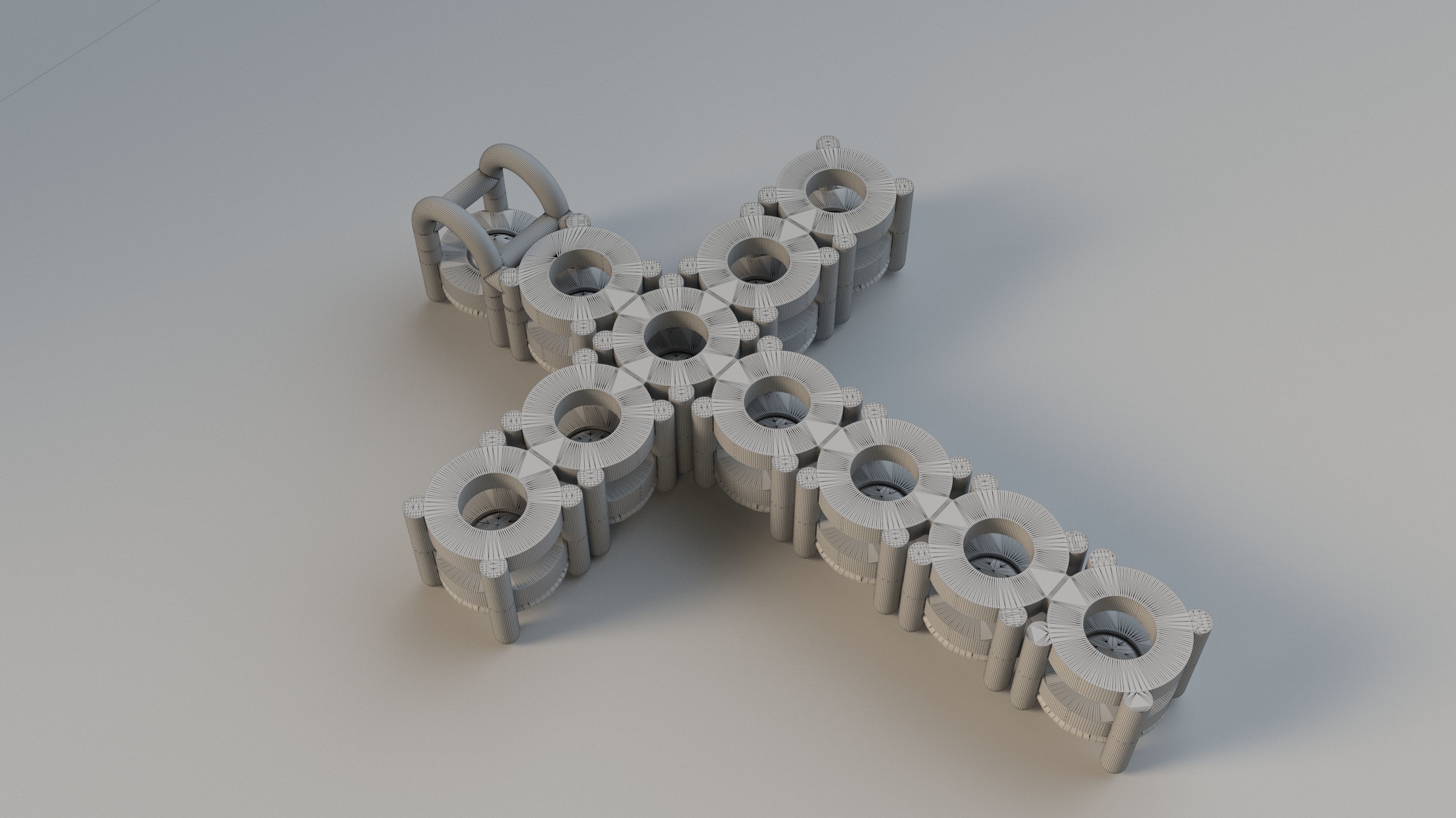 Cross with diamonds 3D print model_12