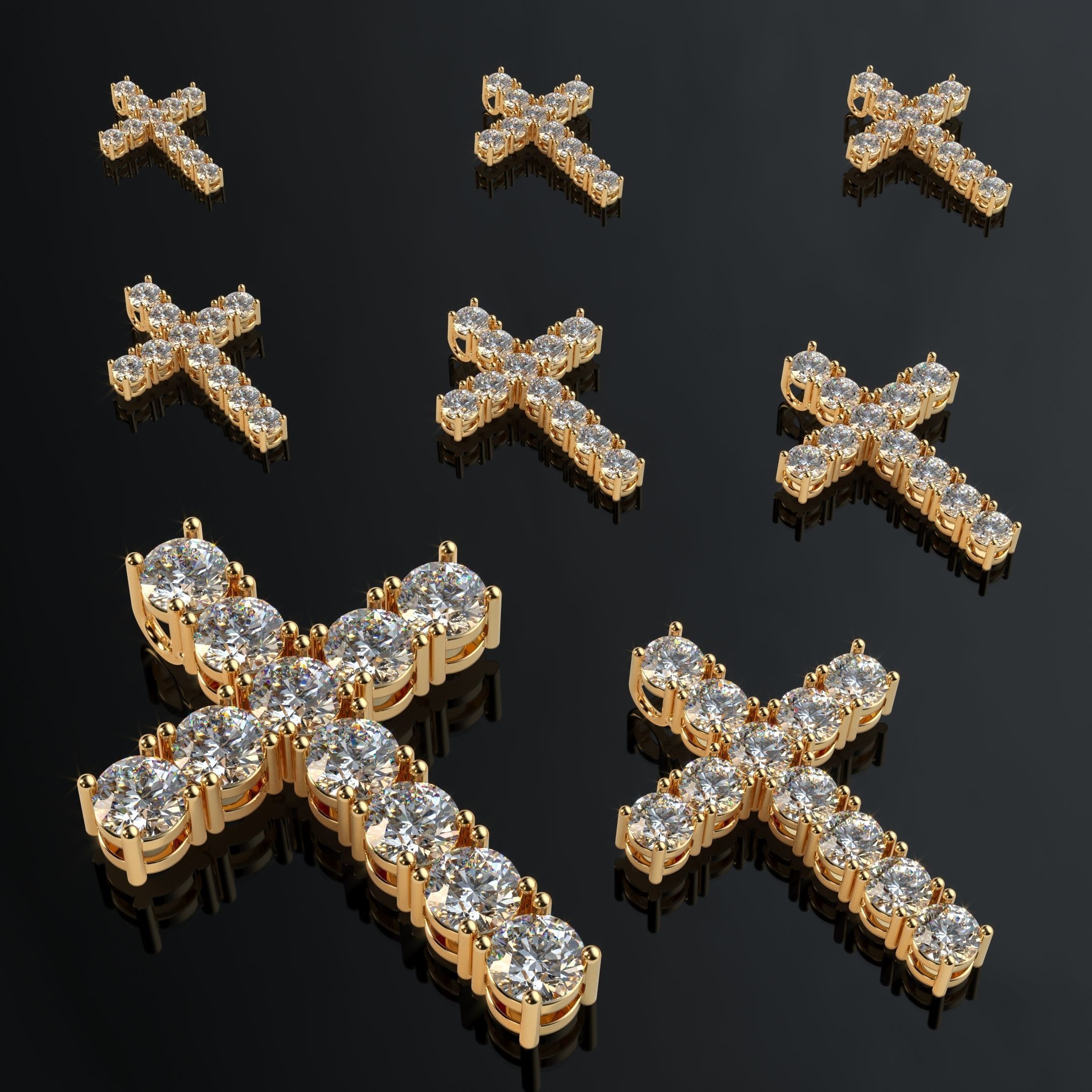 Cross with diamonds 3D print model_17