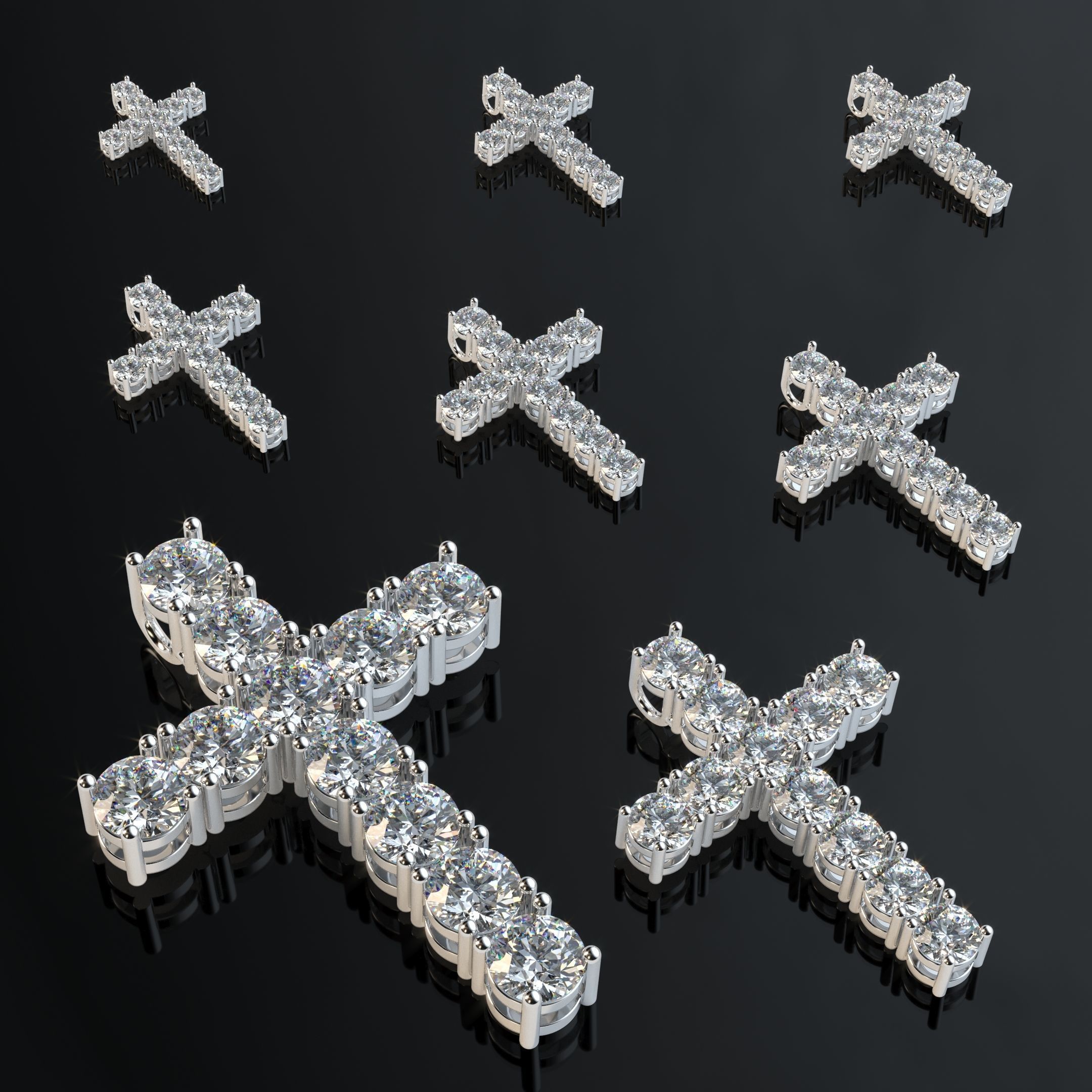 Cross with diamonds 3D print model_18