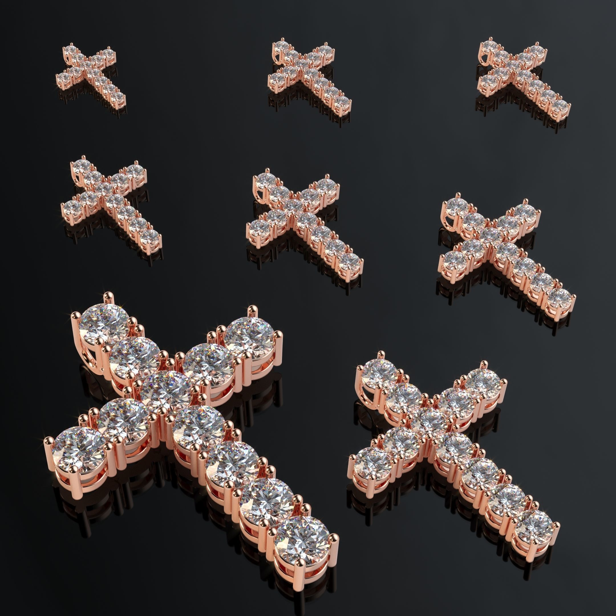Cross with diamonds 3D print model_1