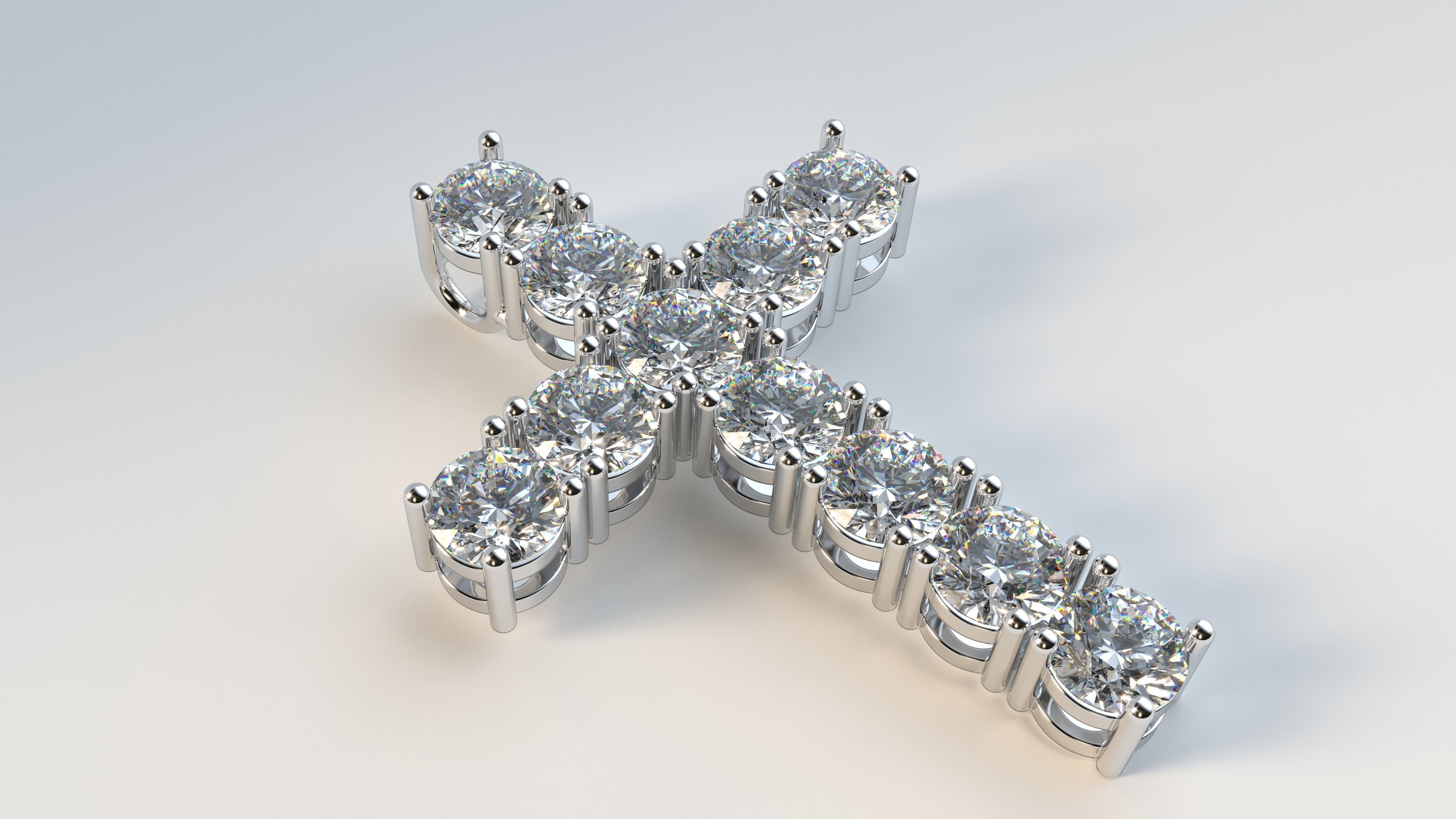 Cross with diamonds 3D print model_9