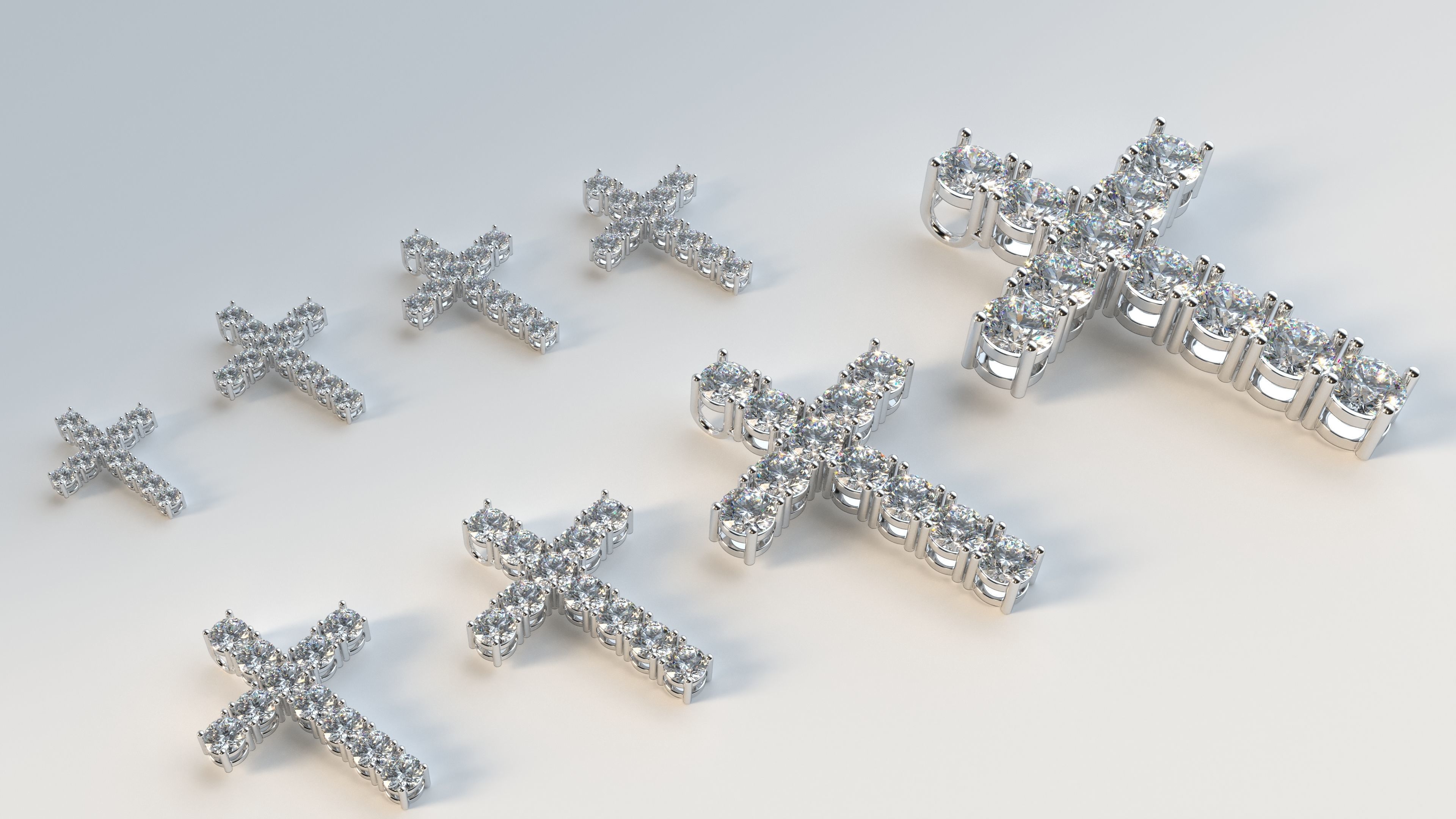 Cross with diamonds 3D print model_8