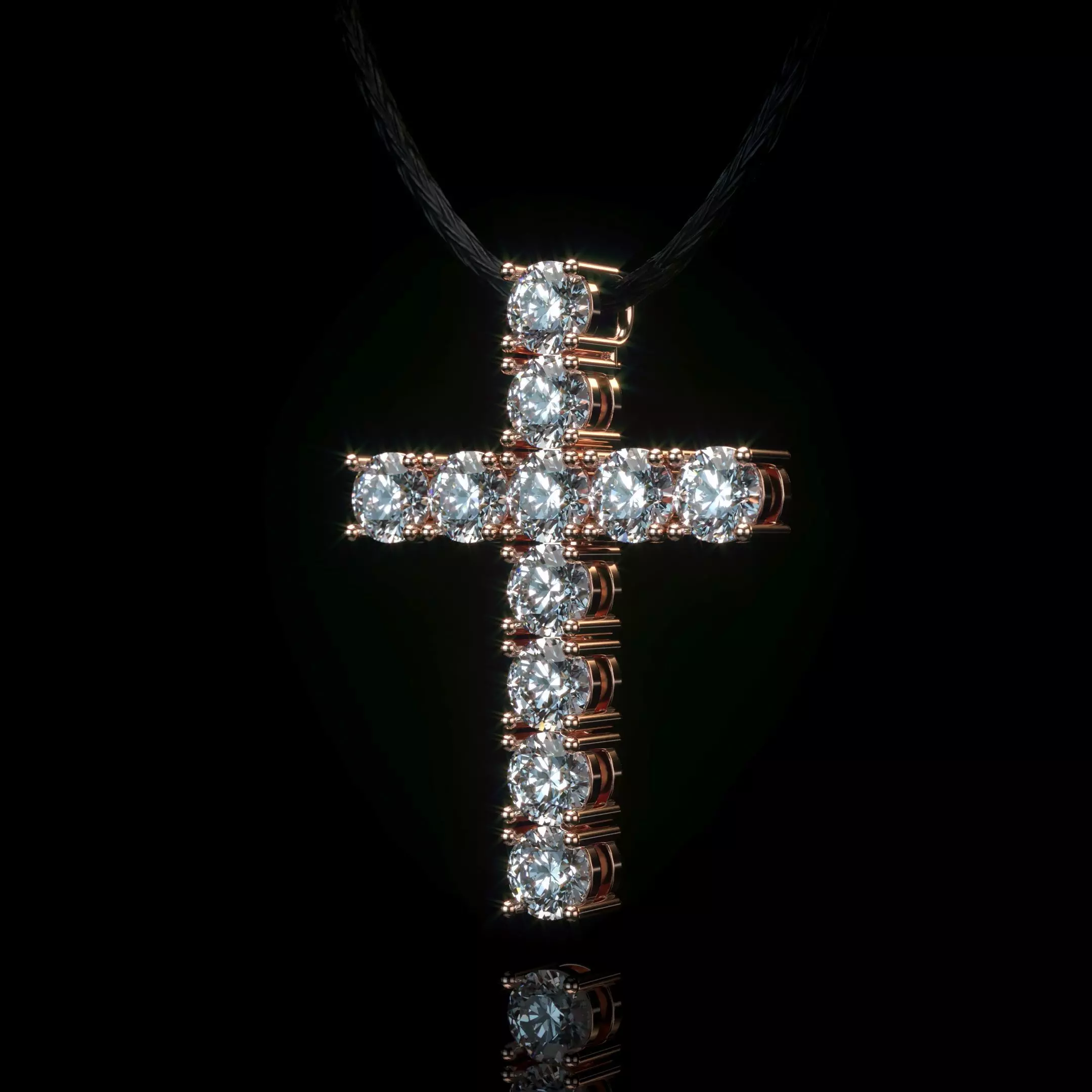 Cross with diamonds 3D print model_0