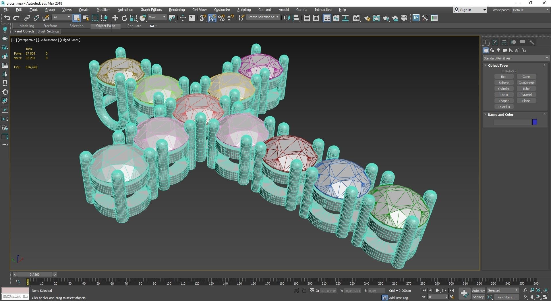 Cross with diamonds 3D print model_14