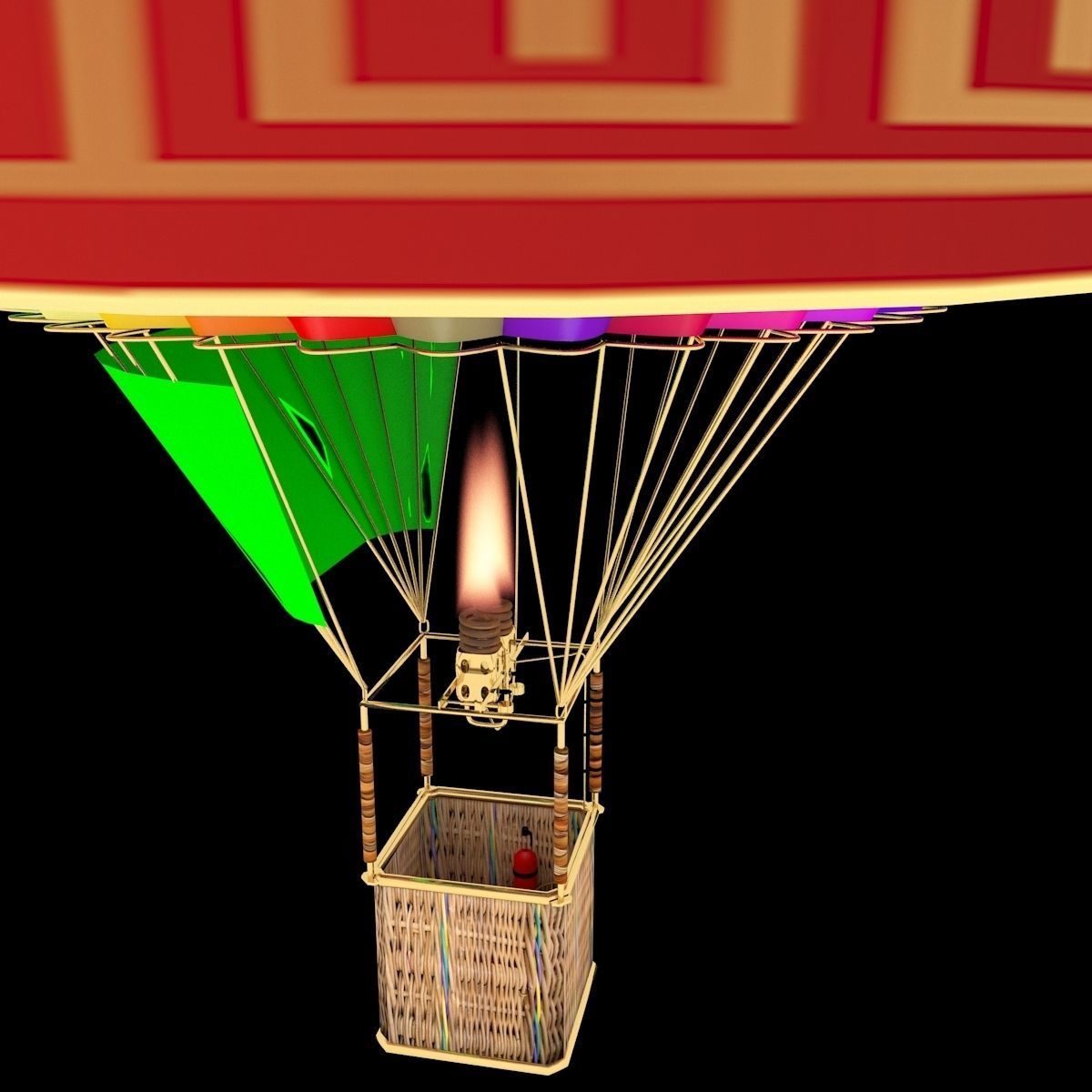 Chinese lantern Air Balloon 3D model_5