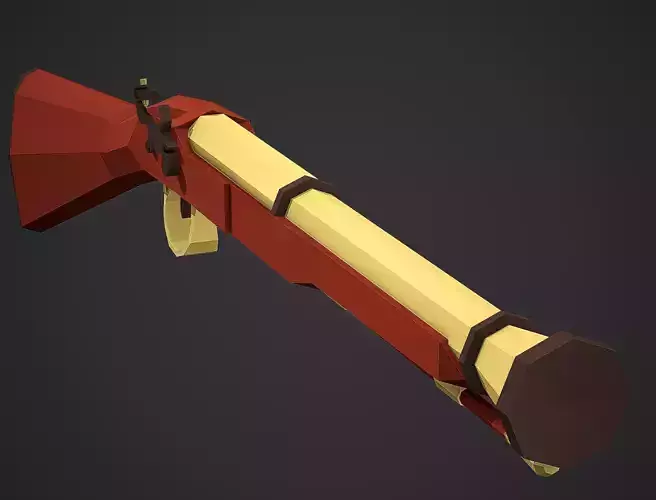 Stylized Blunderbuss Low Poly Mobile Ready