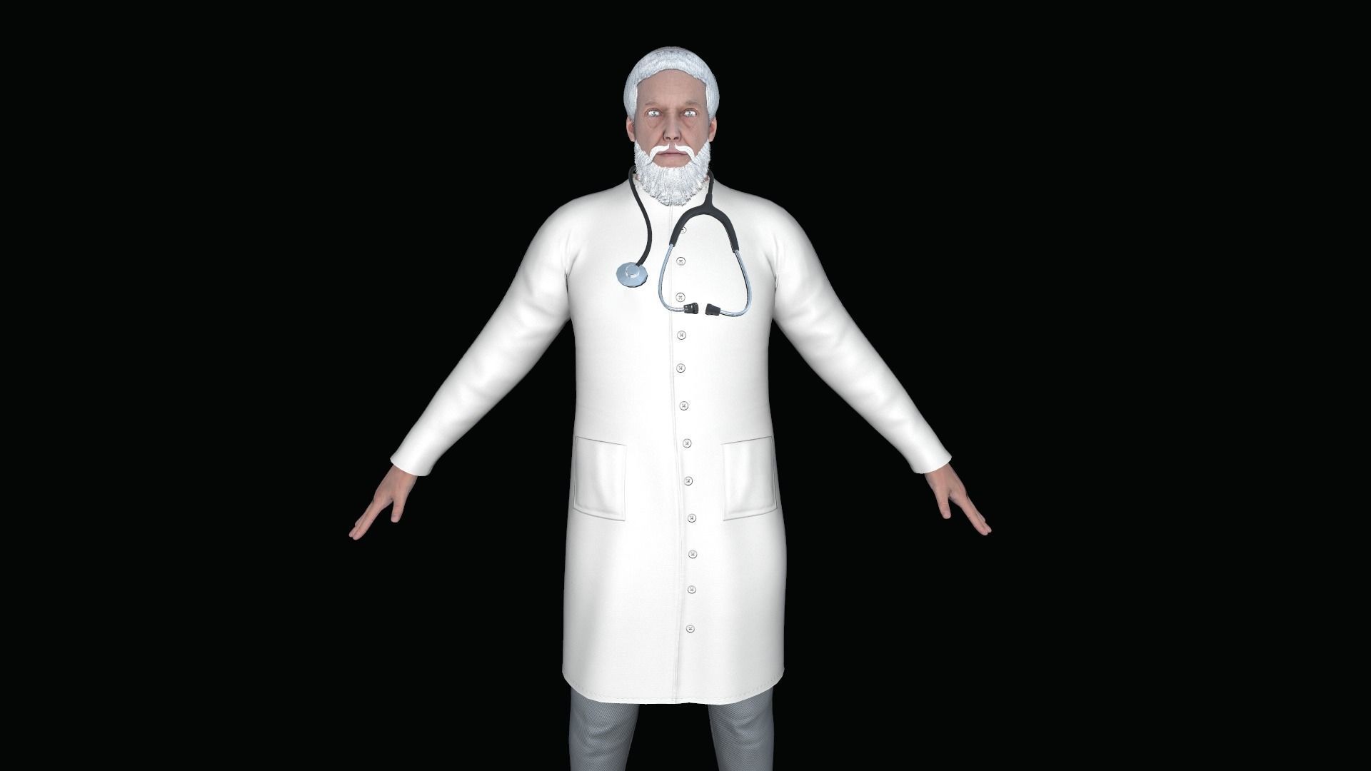 Doctor in coat Low-poly 3D model_8