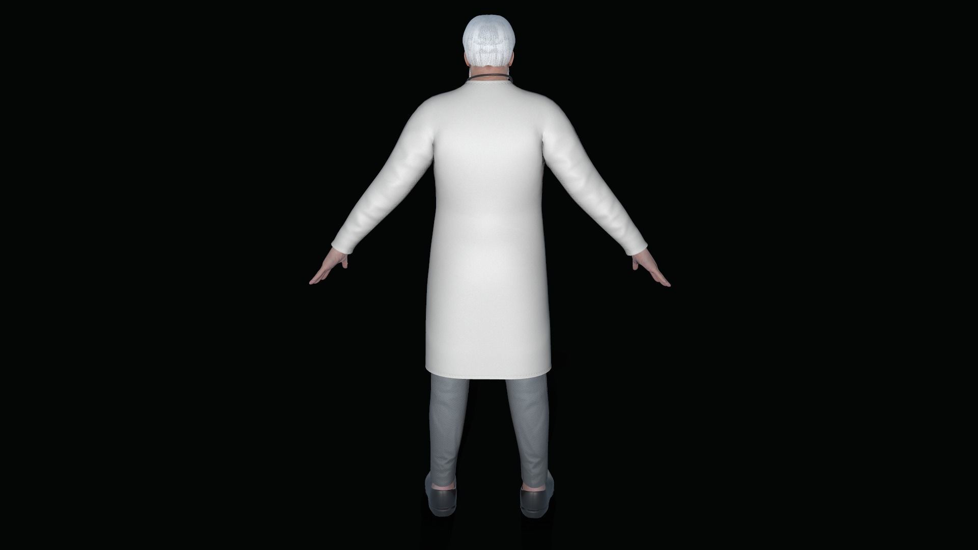 Doctor in coat Low-poly 3D model_6