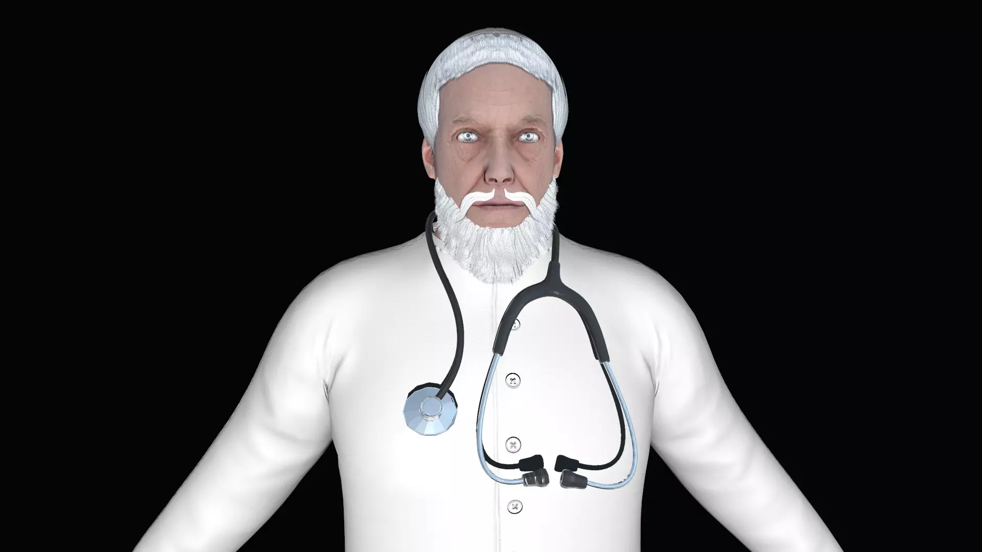 Doctor in coat Low-poly 3D model_0
