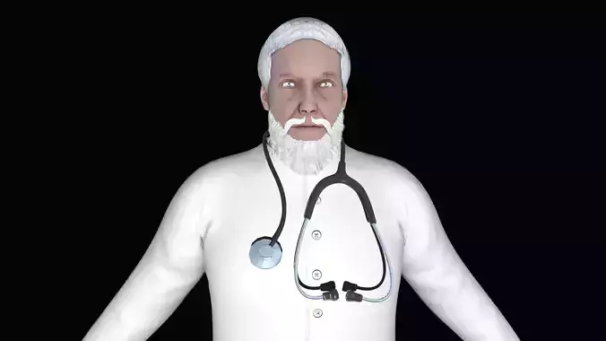 Doctor in coat Low-poly 3D model