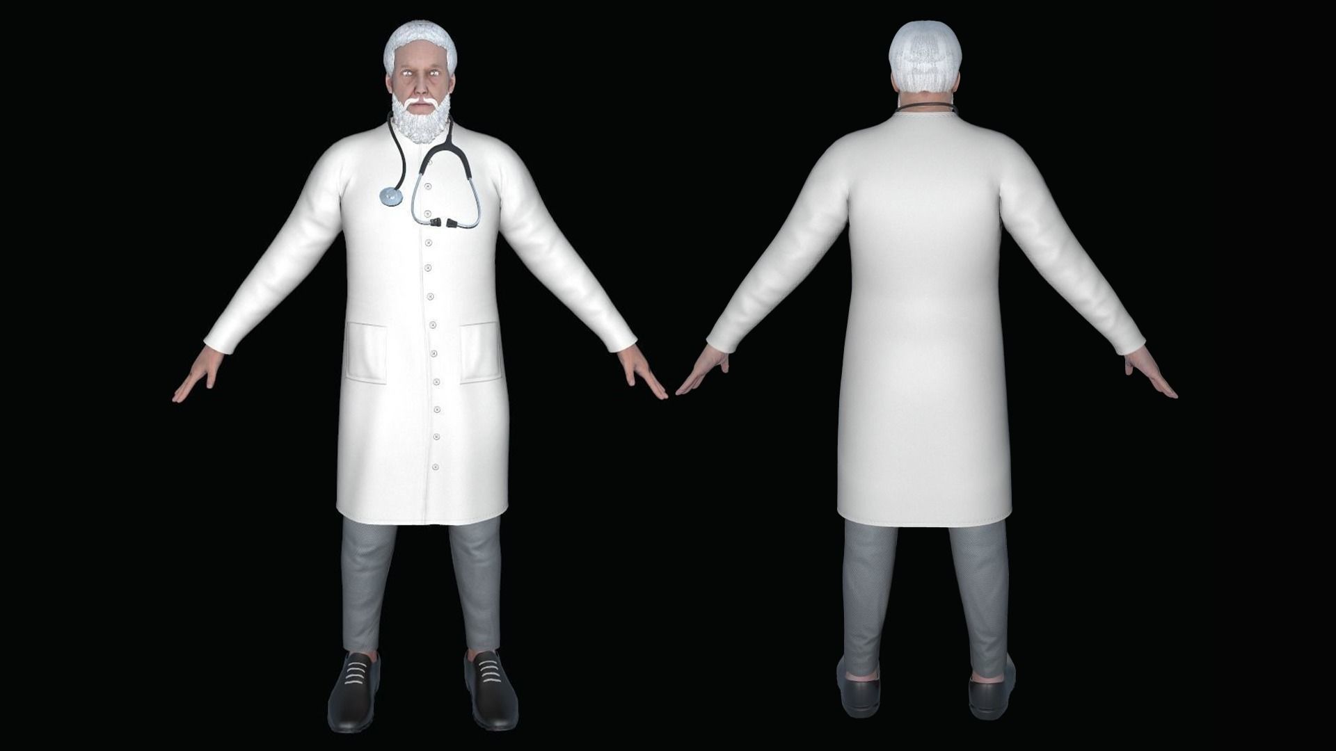 Doctor in coat Low-poly 3D model_2