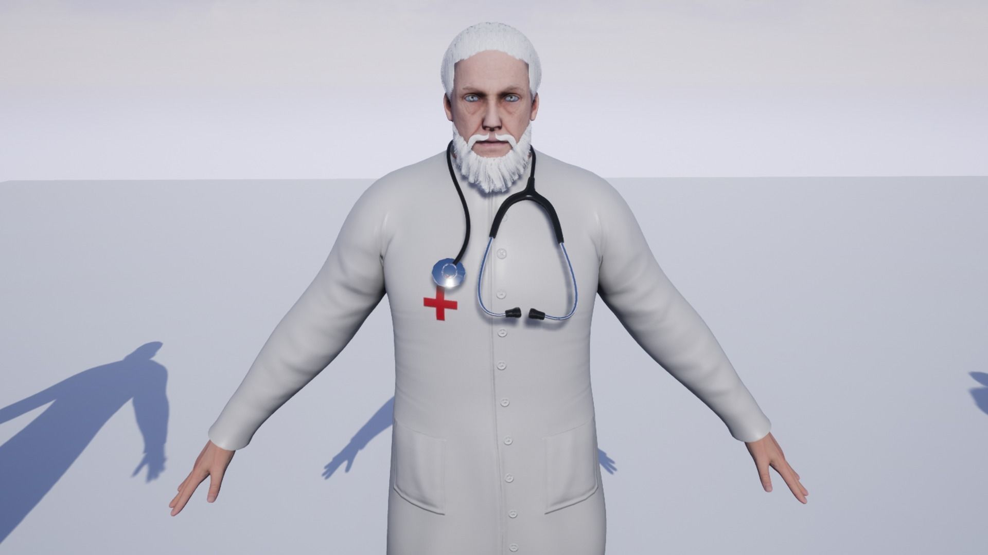 Doctor in coat Low-poly 3D model_9